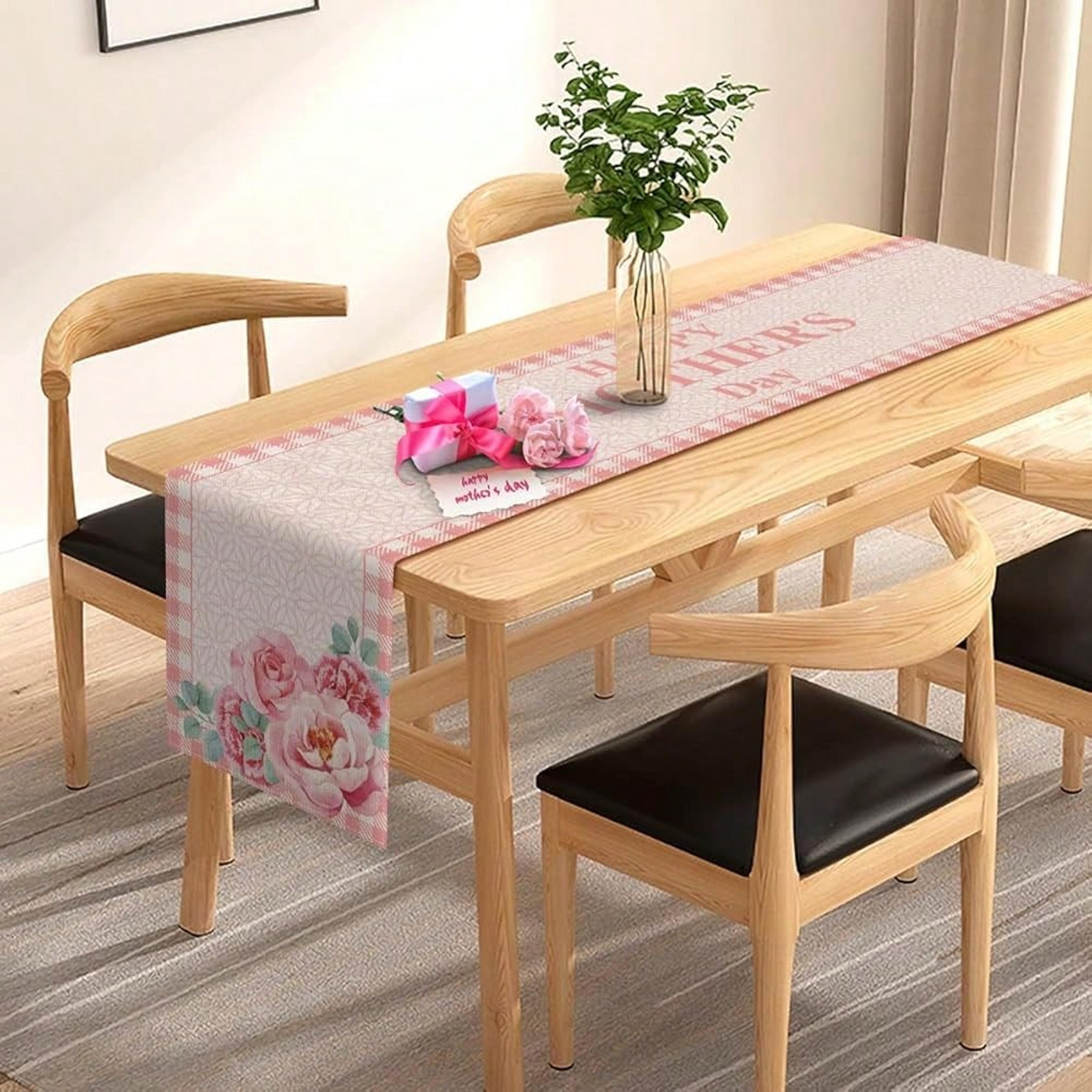 mothers day floral table runner pink rose carnation dining table decor