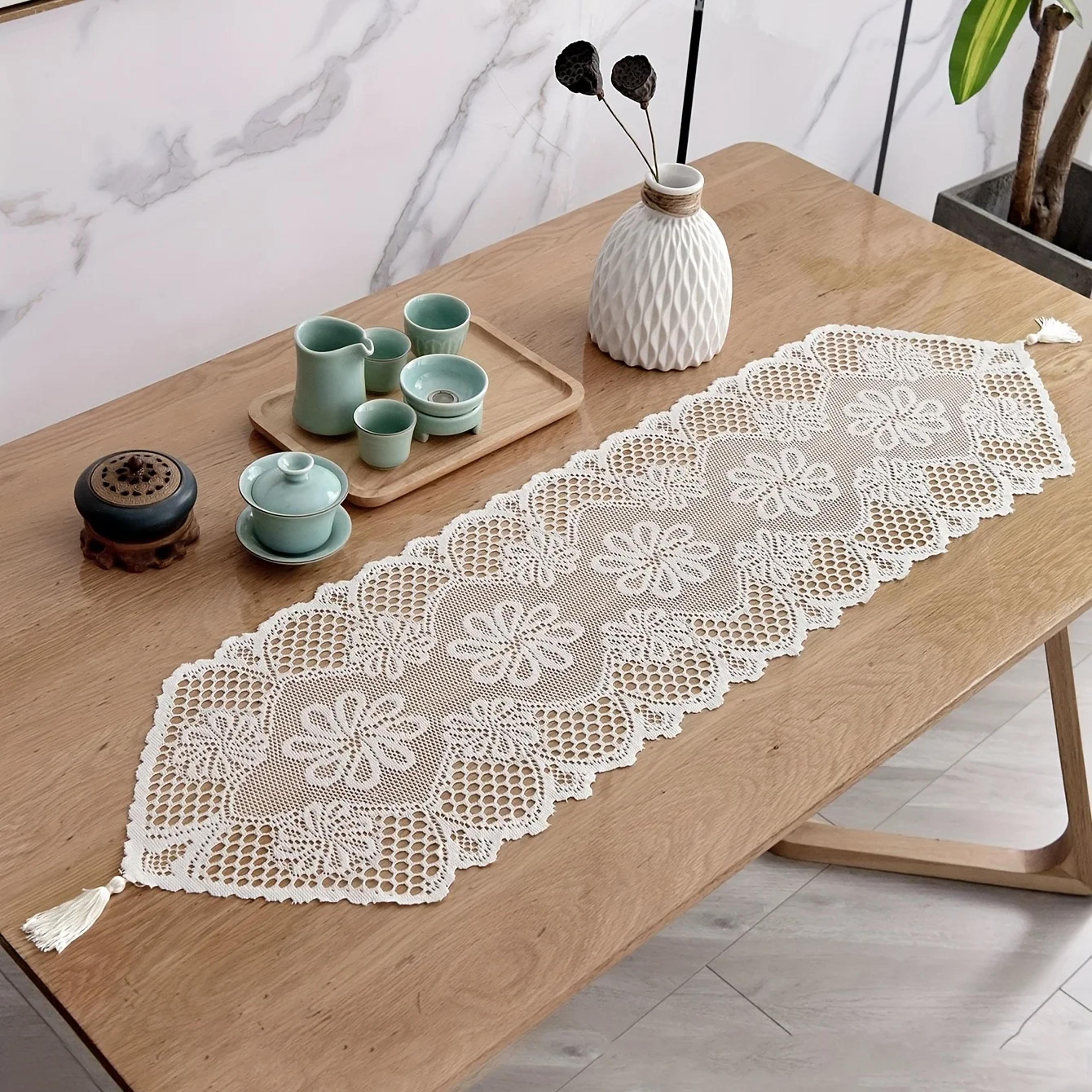 european lace table runner hollow floral polyester table cover for dining decor