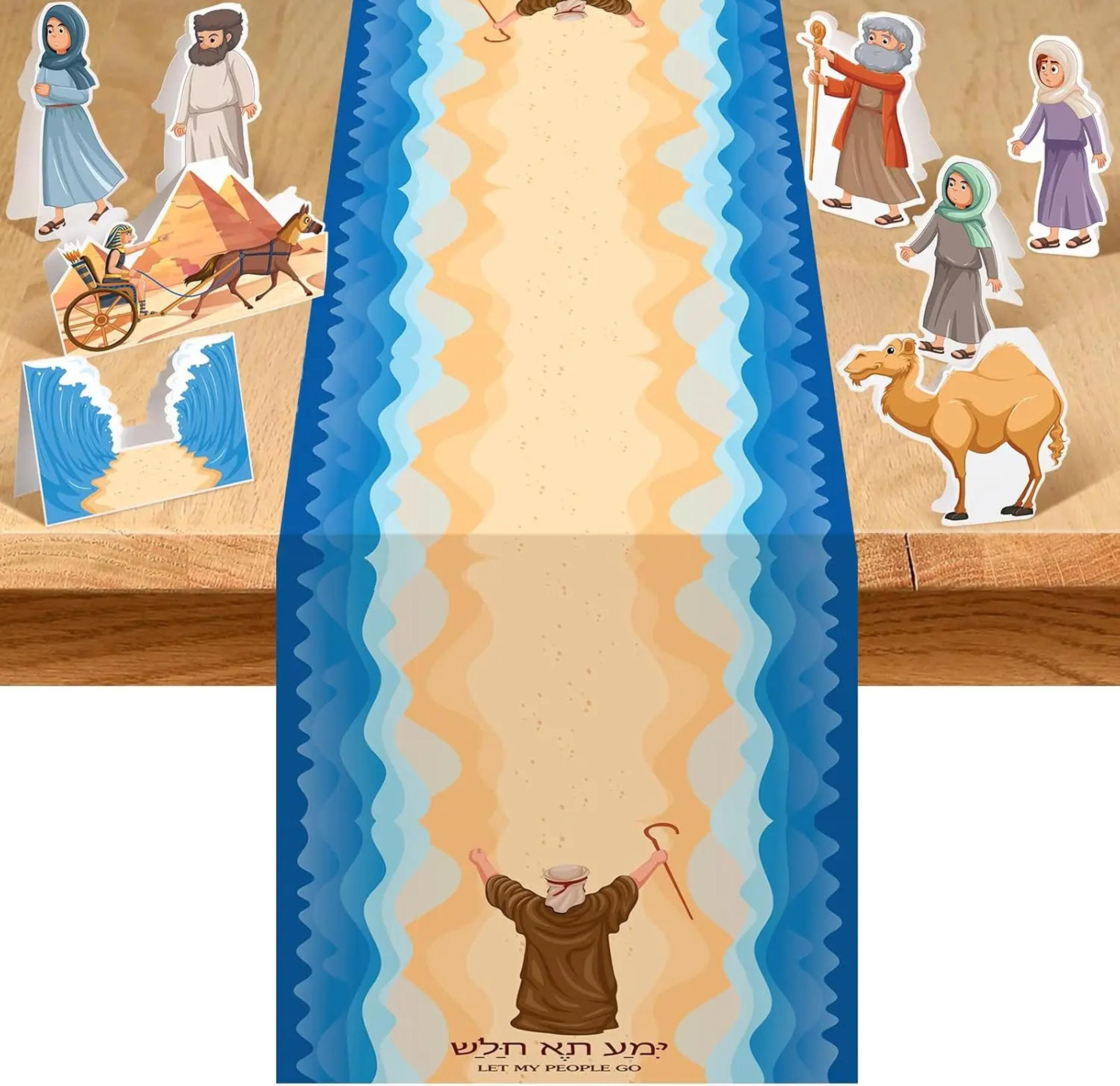 passover table runner red sea design for seder and pesach decor