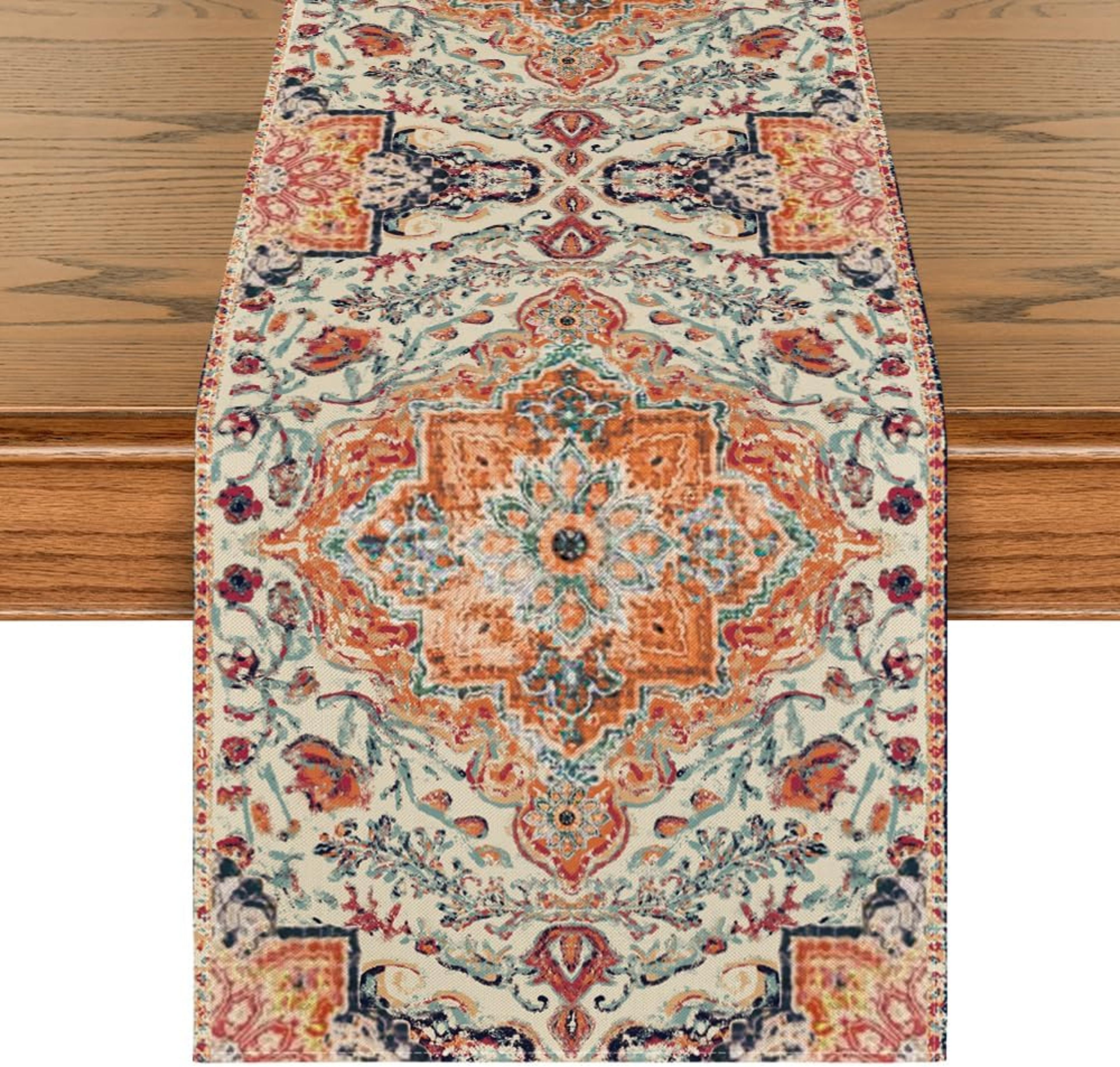 boho linen table runner washable dresser scarf for dining room decor