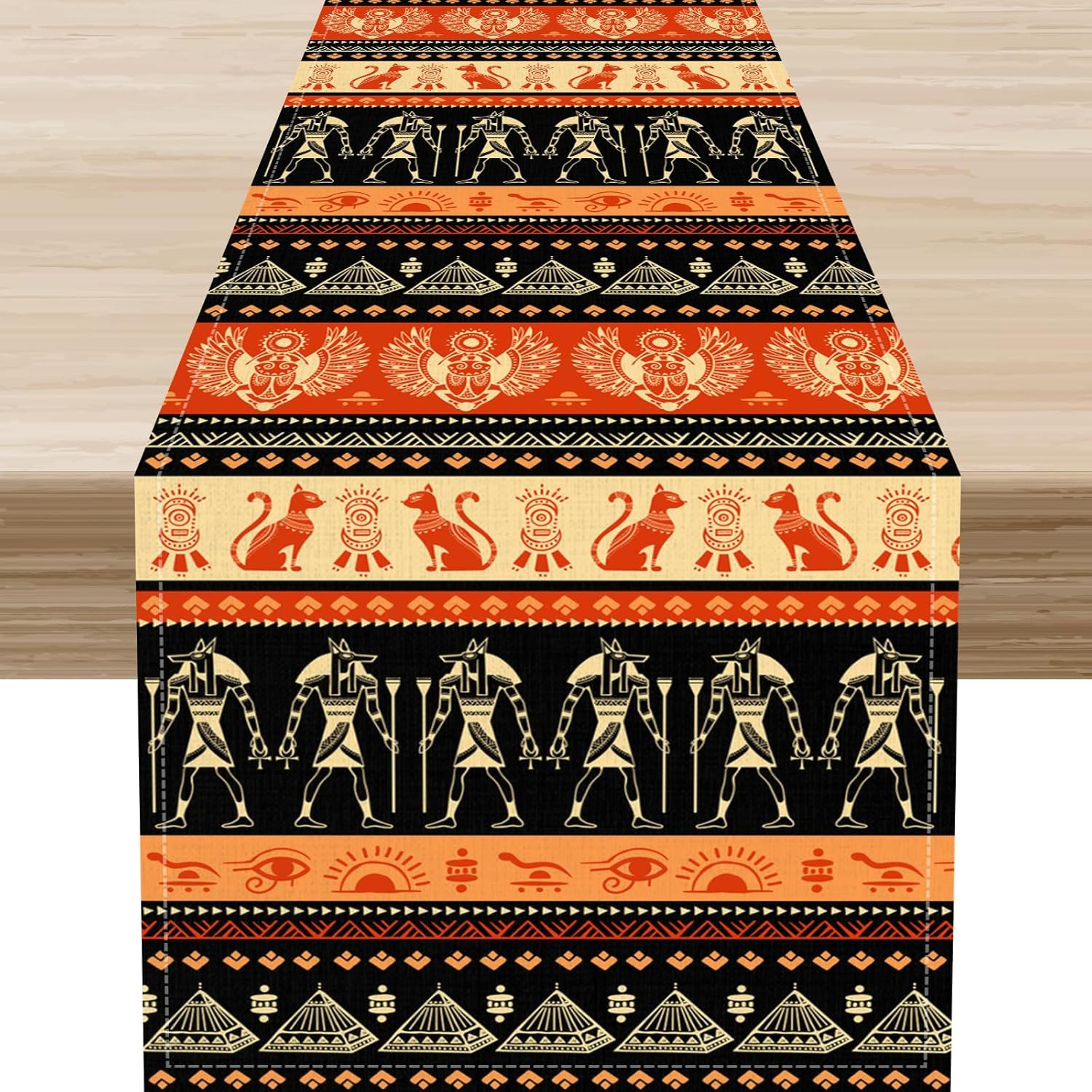 ancient egypt hieroglyphic table runner washable dining decor