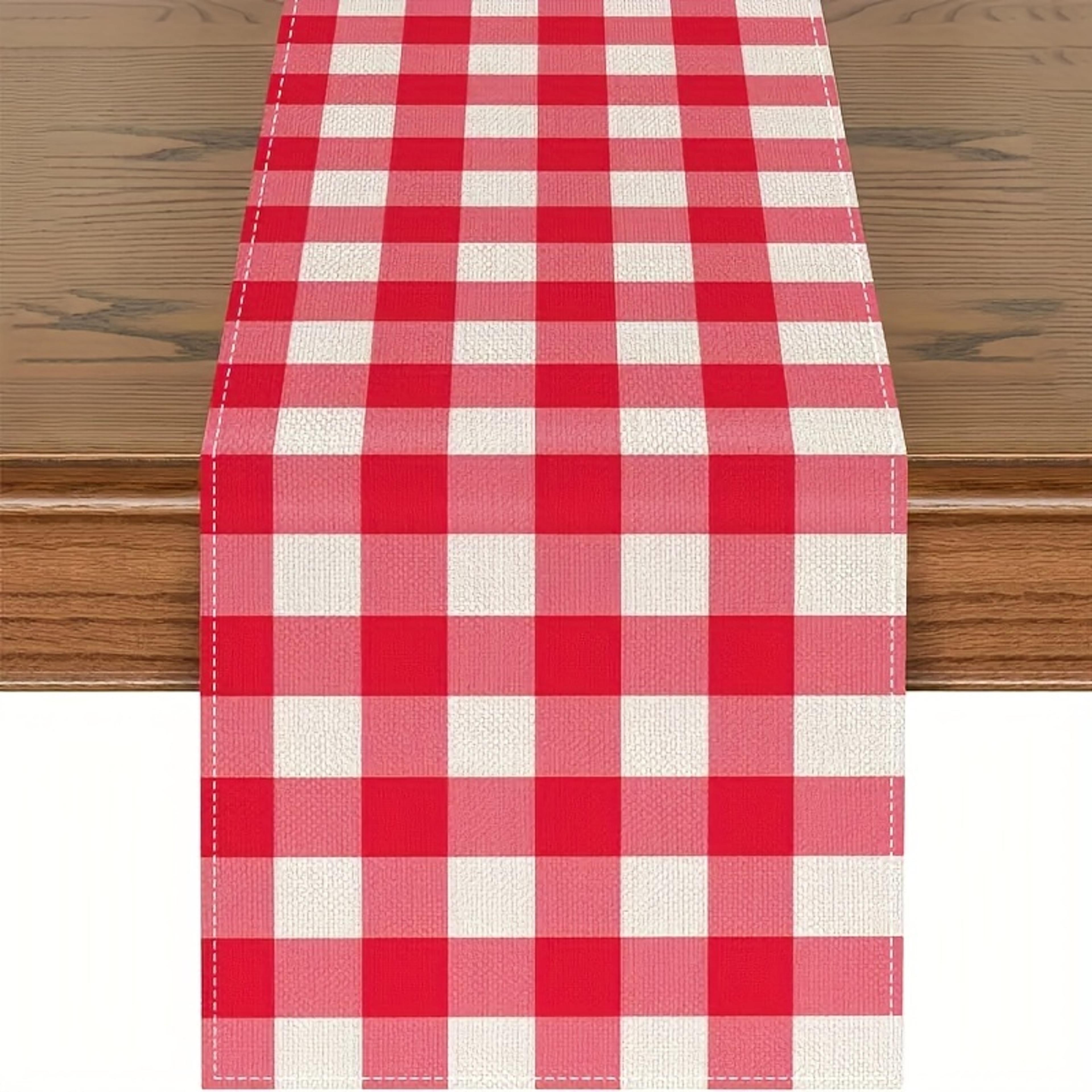 premium red & white buffalo plaid table runner classic linen table accent for cozy dining