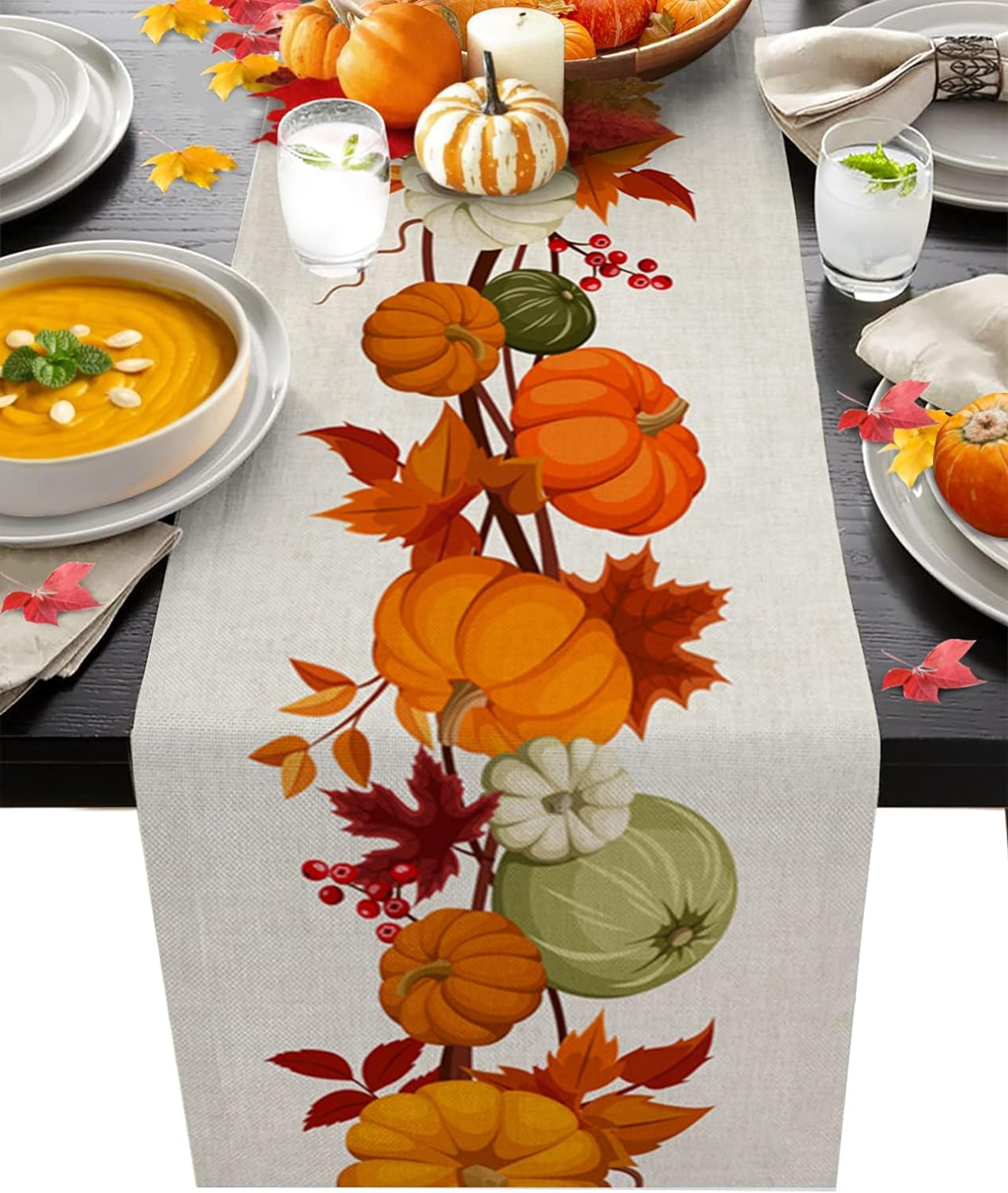 cozy farmhouse autumn linen table runner fall table runner & thanksgiving table decor