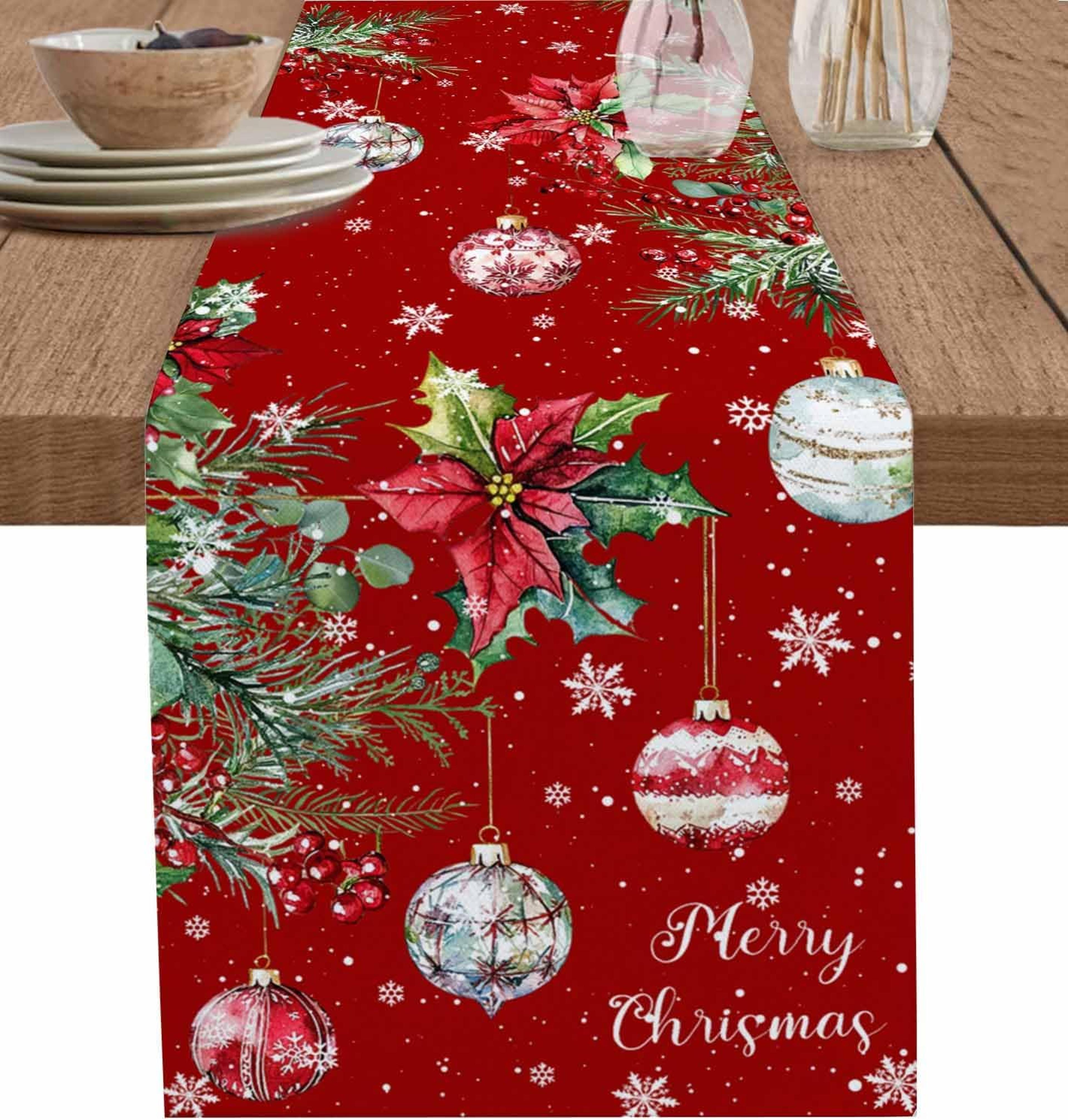 festive poinsettia christmas table runner elegant linen holiday & wedding poinsettia table decor