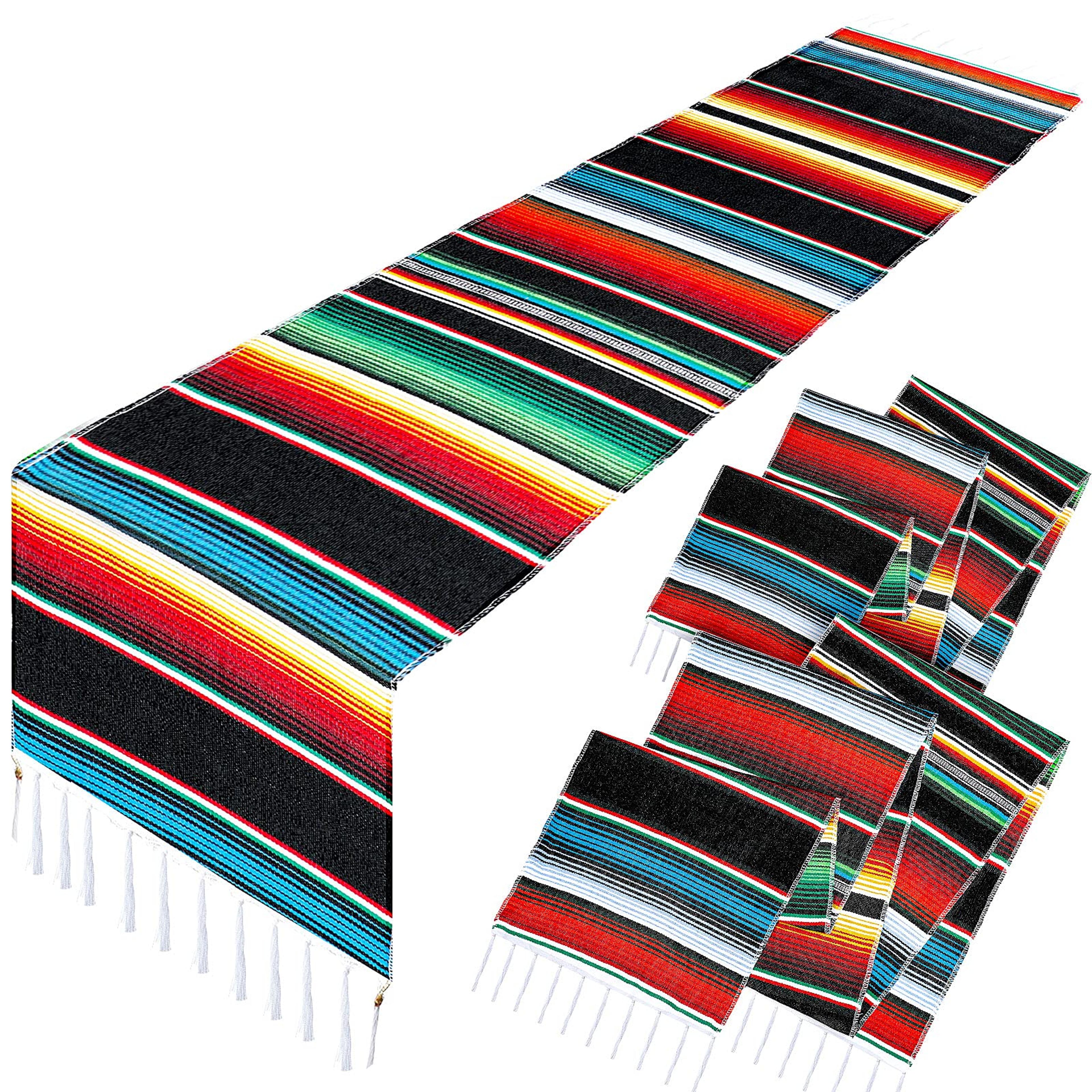 mexican serape table runner for fiesta party, wedding & birthday table decorations