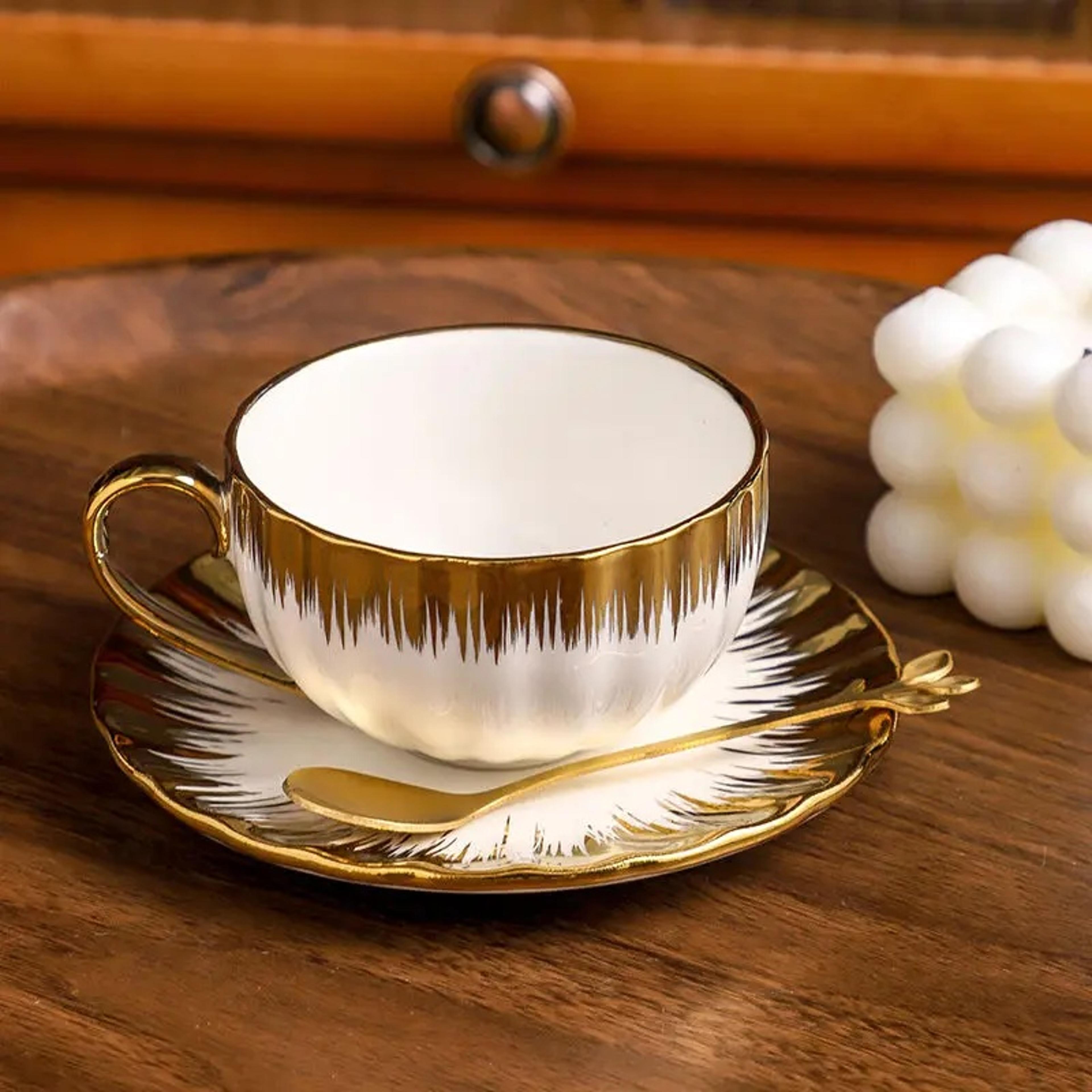 elegant bone espresso cups set with saucers & spoon luxury coffee cup experience
