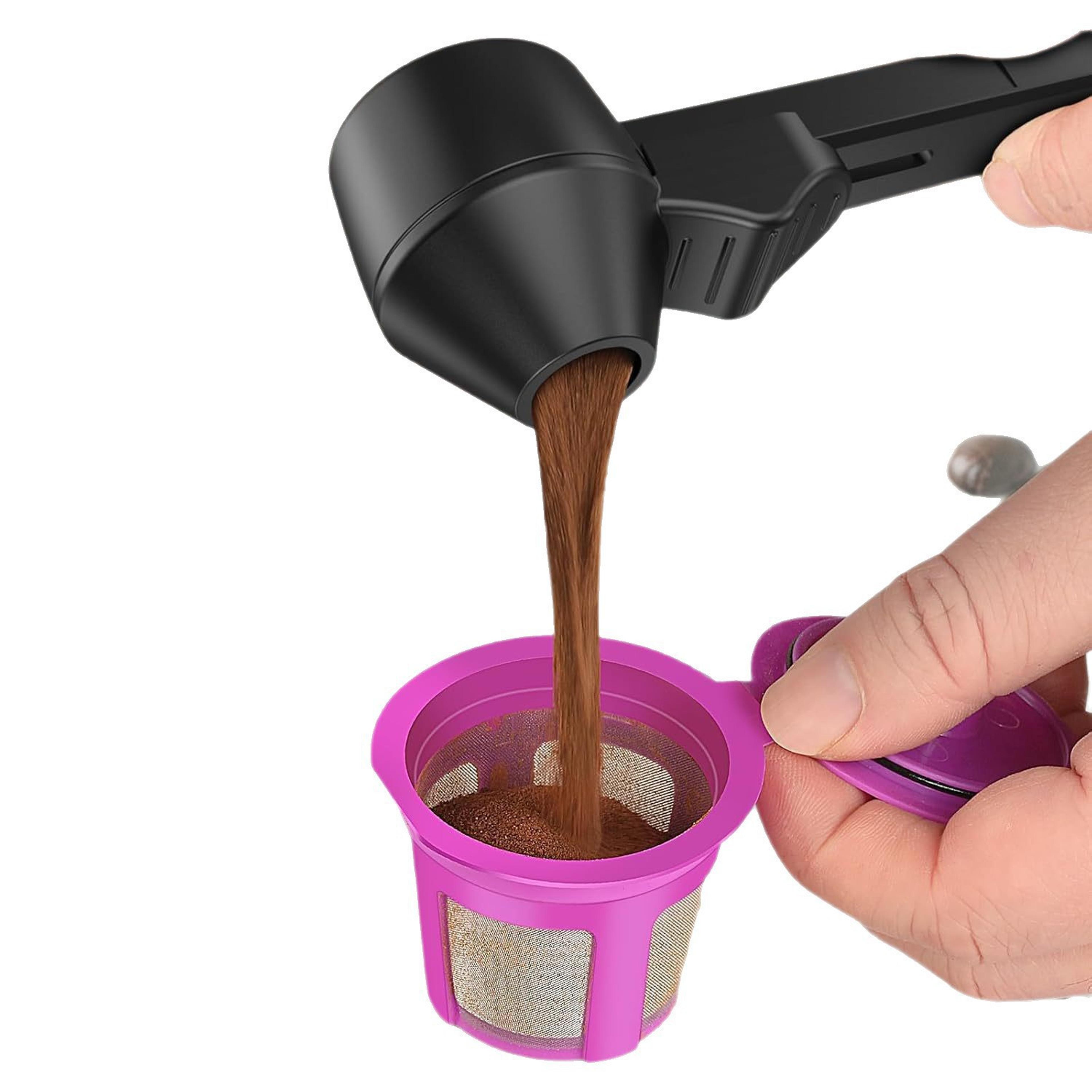 mess free coffee scoop with funnel for reusable k cups