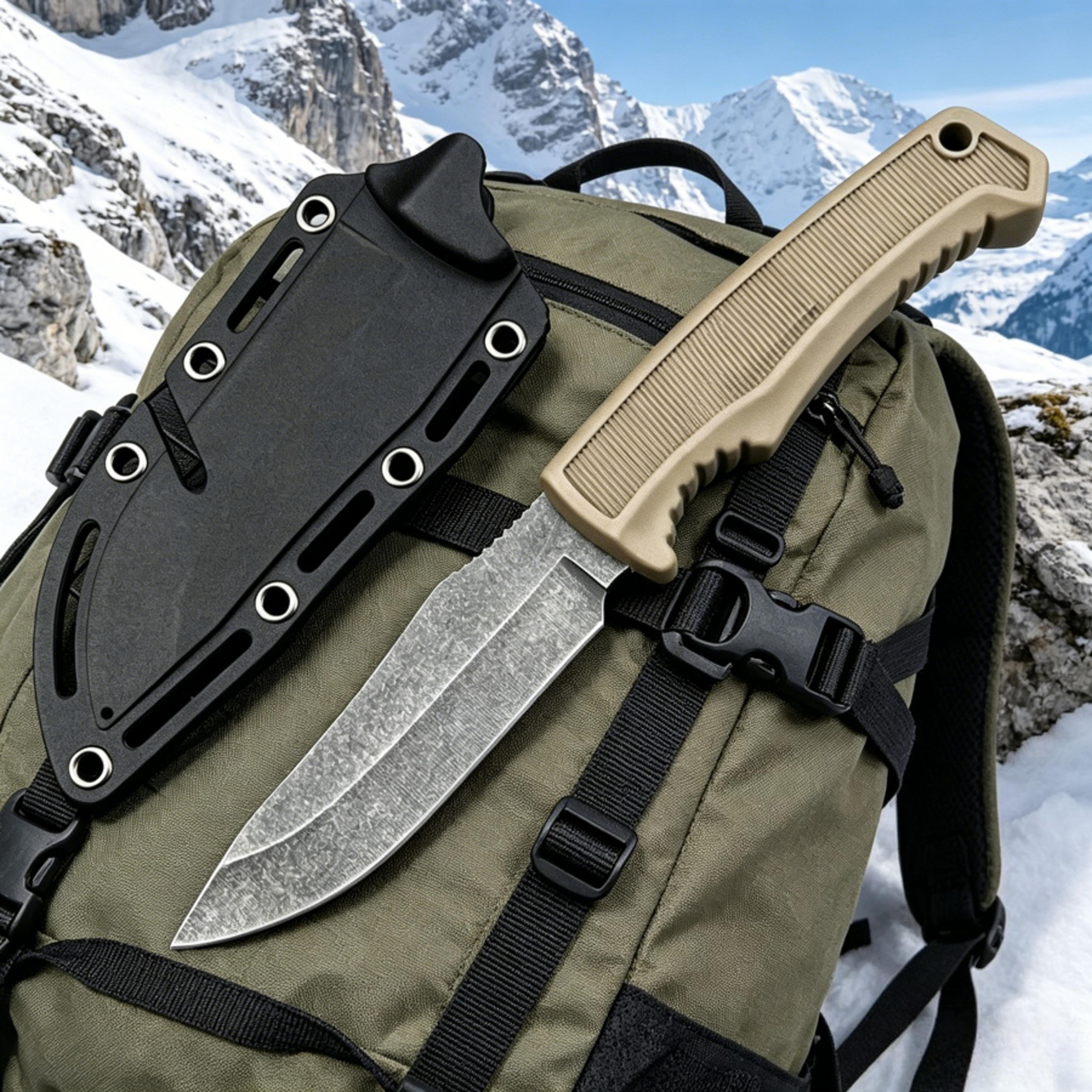 fixed blade knife with nylon fiber handle and sheath