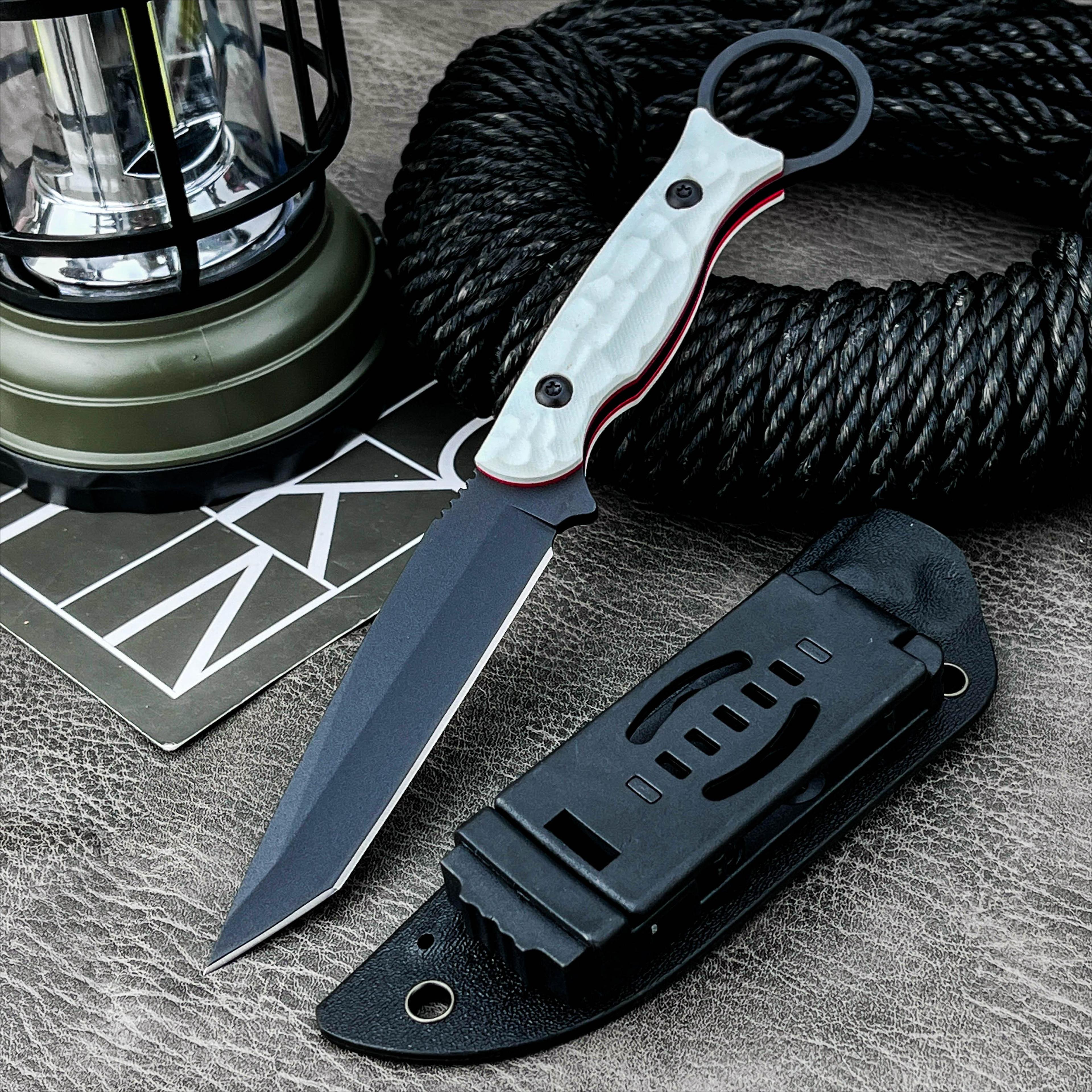 tactical fixed outdoor camping knife with blade & premium handle