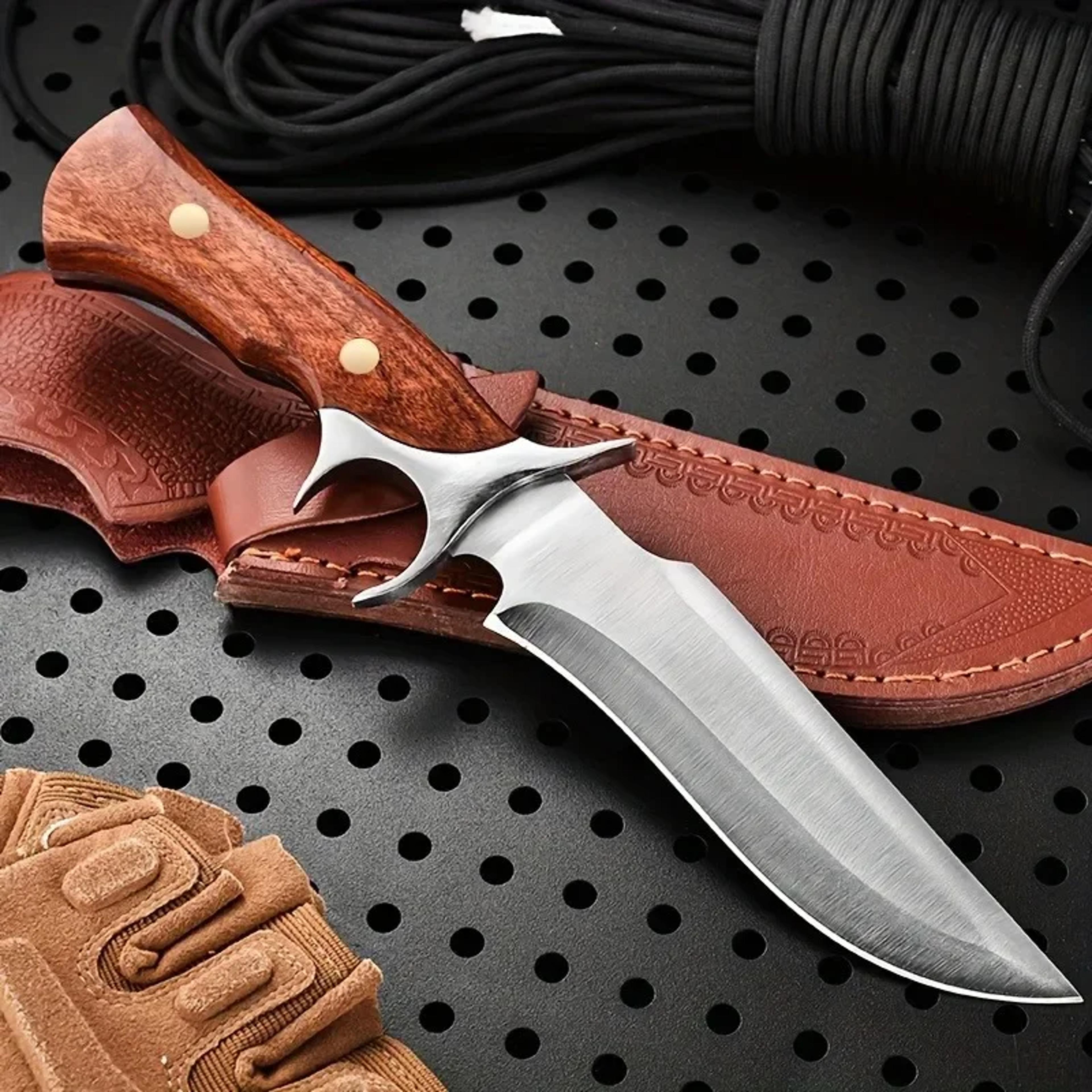 damaly fixed blade outdoor survival knife with sheath for camping, bbq & travel