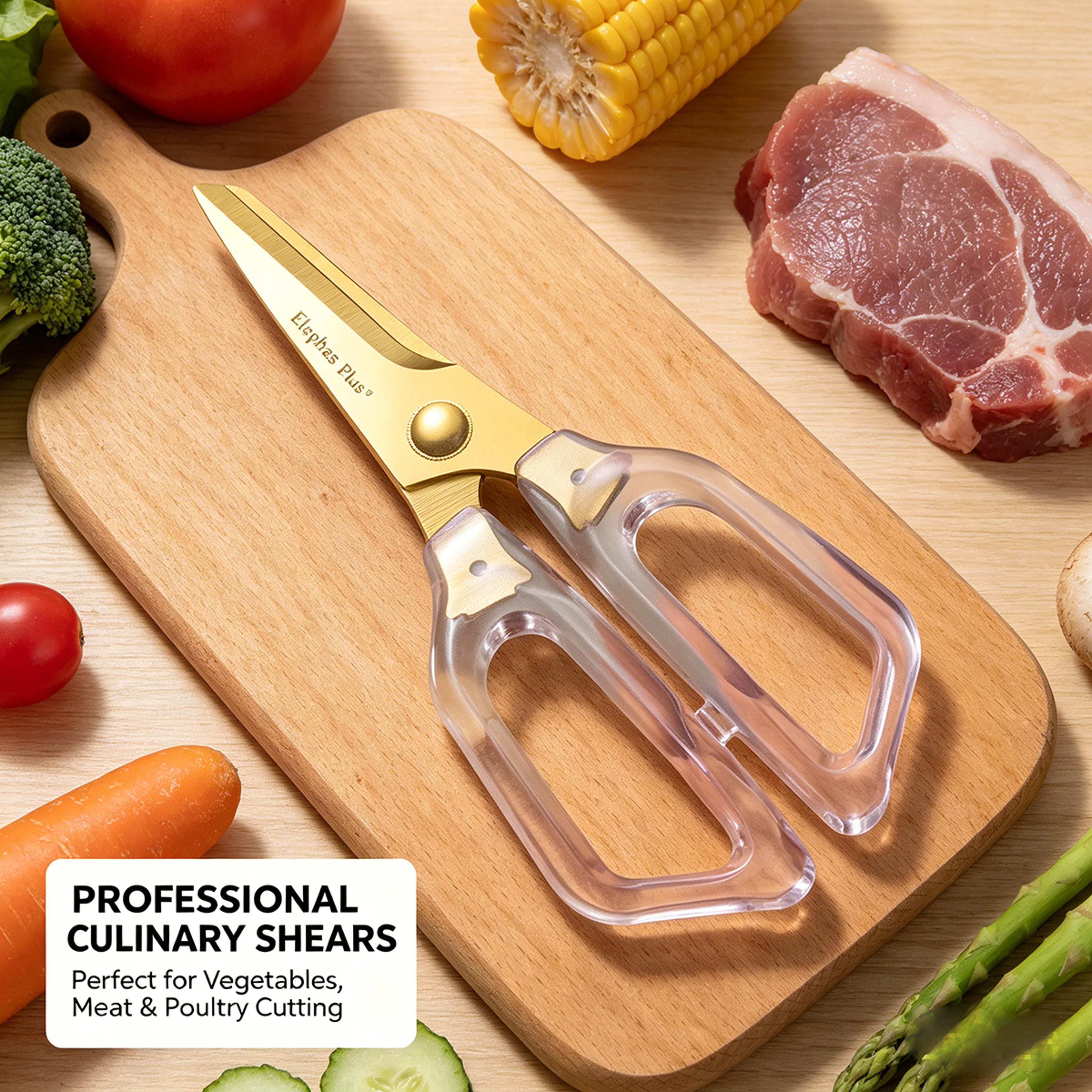 kitchen shears & kitchen scissors heavy duty stainless steel meat & vegetable cutting tool for home cooks
