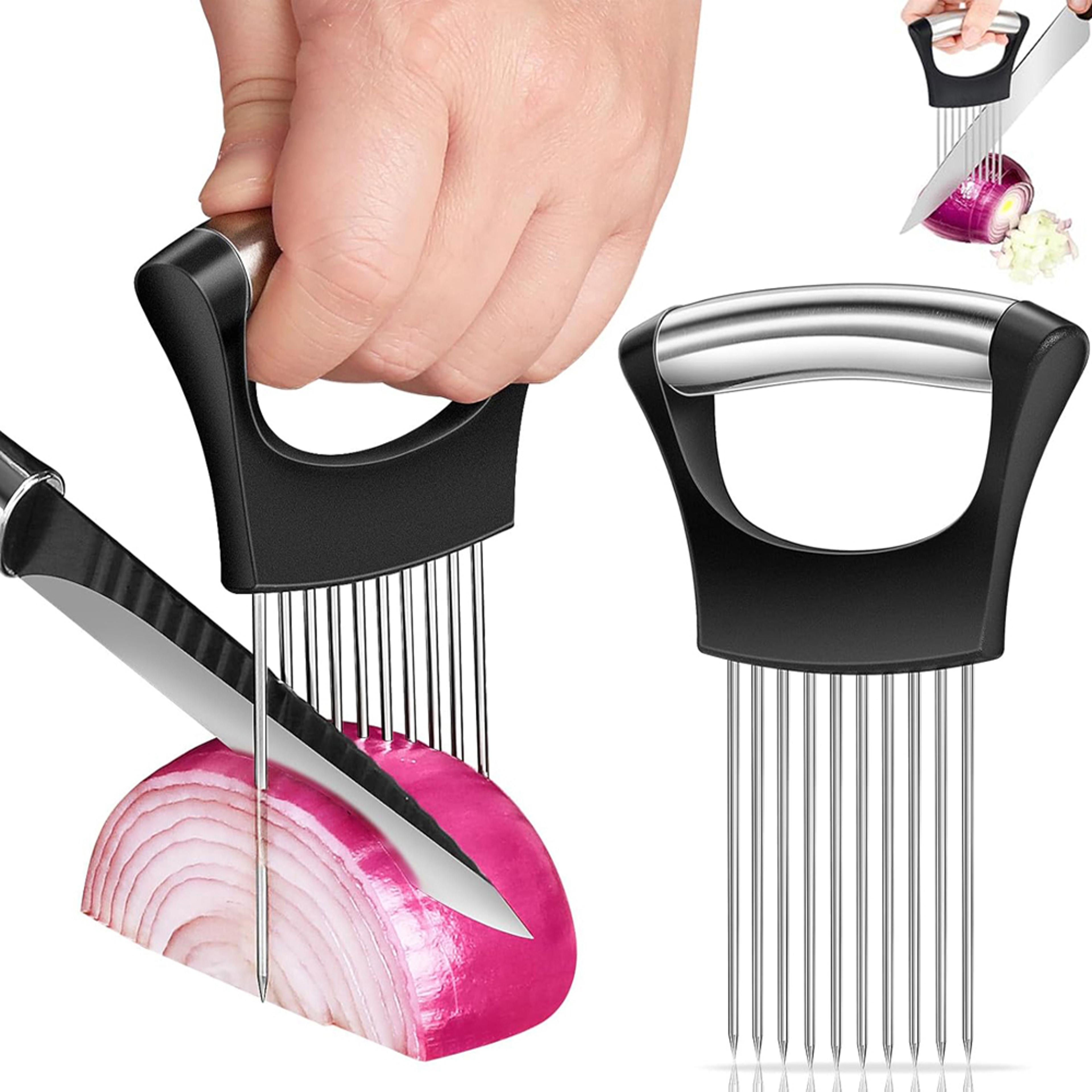 stainless steel onion slicer holder and vegetable cutter meat tenderizer for onion potato tomato lemon prep