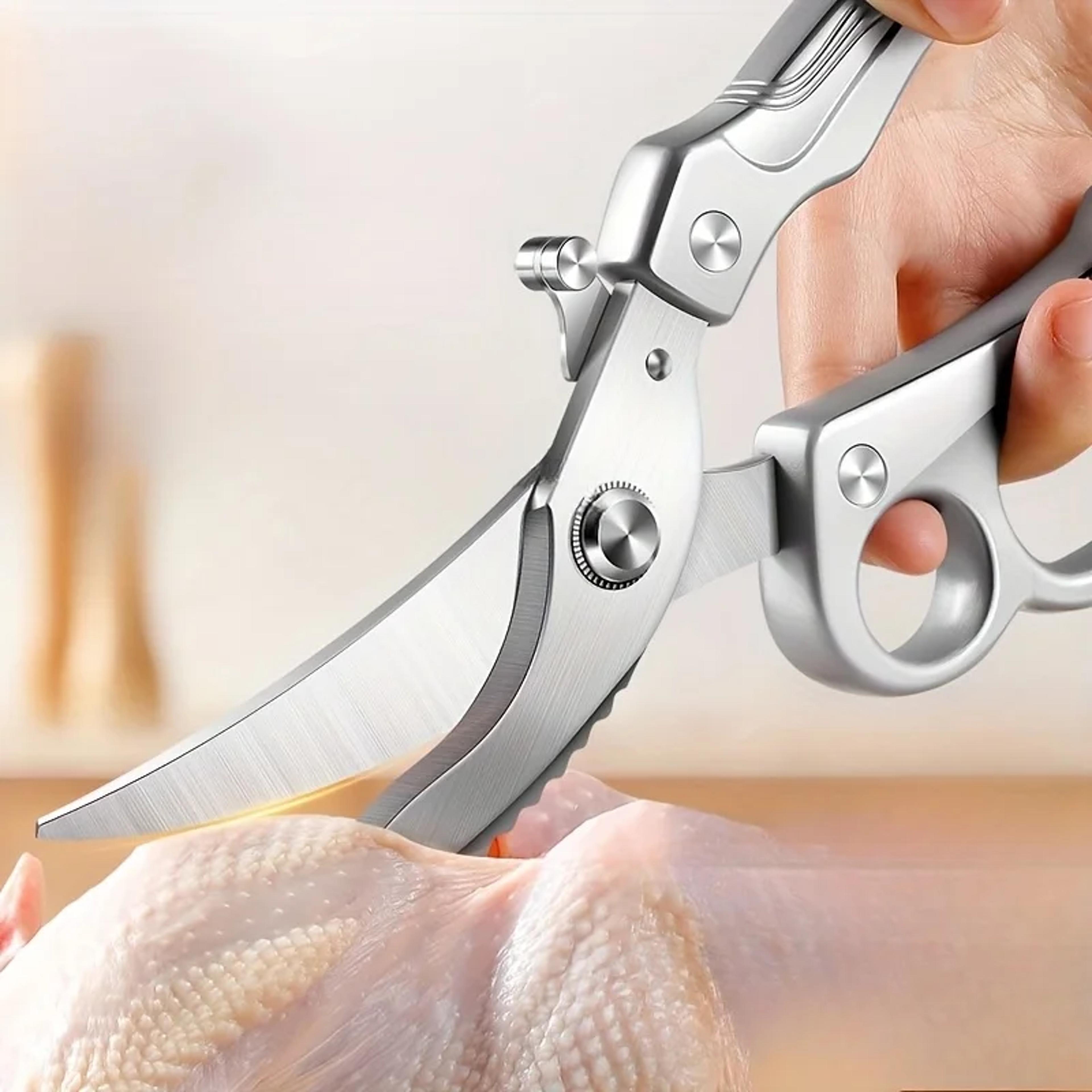 heavy duty stainless steel kitchen shears for meat, poultry, vegetables and fish scaling