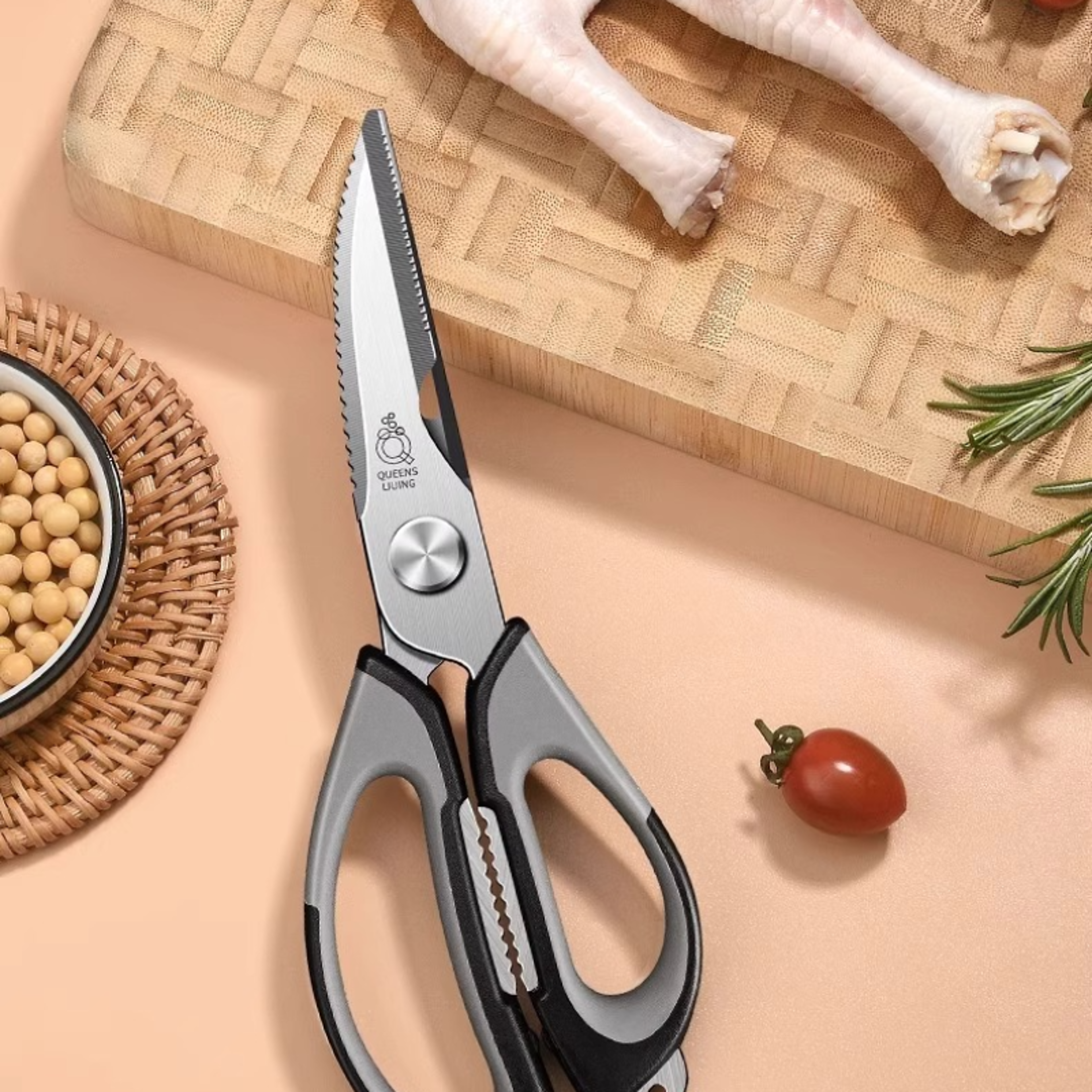 premium stainless steel poultry shears heavy duty kitchen shears & multi purpose food scissors
