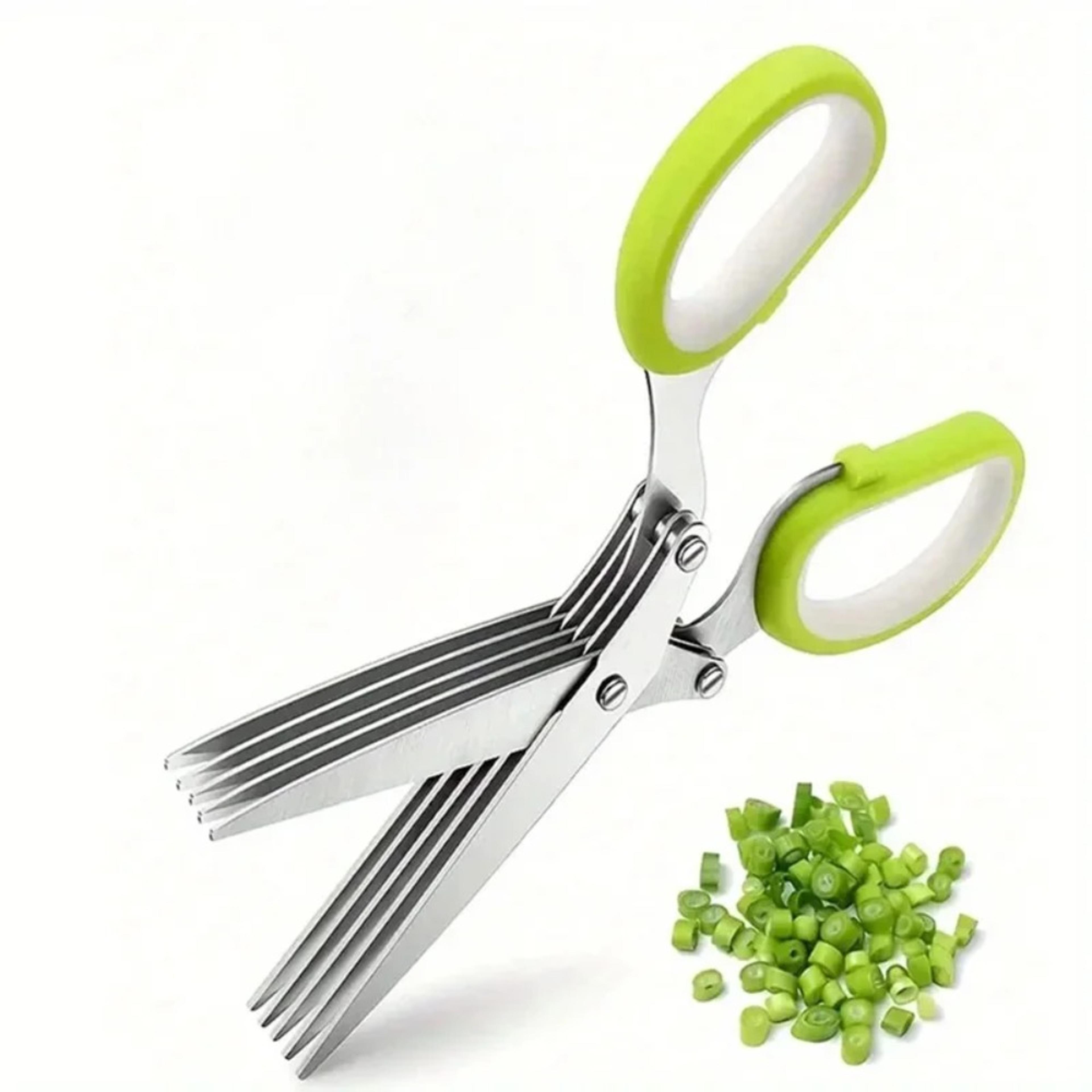 stainless multi functional herb cutter & kitchen shears green onion scissors for scallions, chives & veg prep