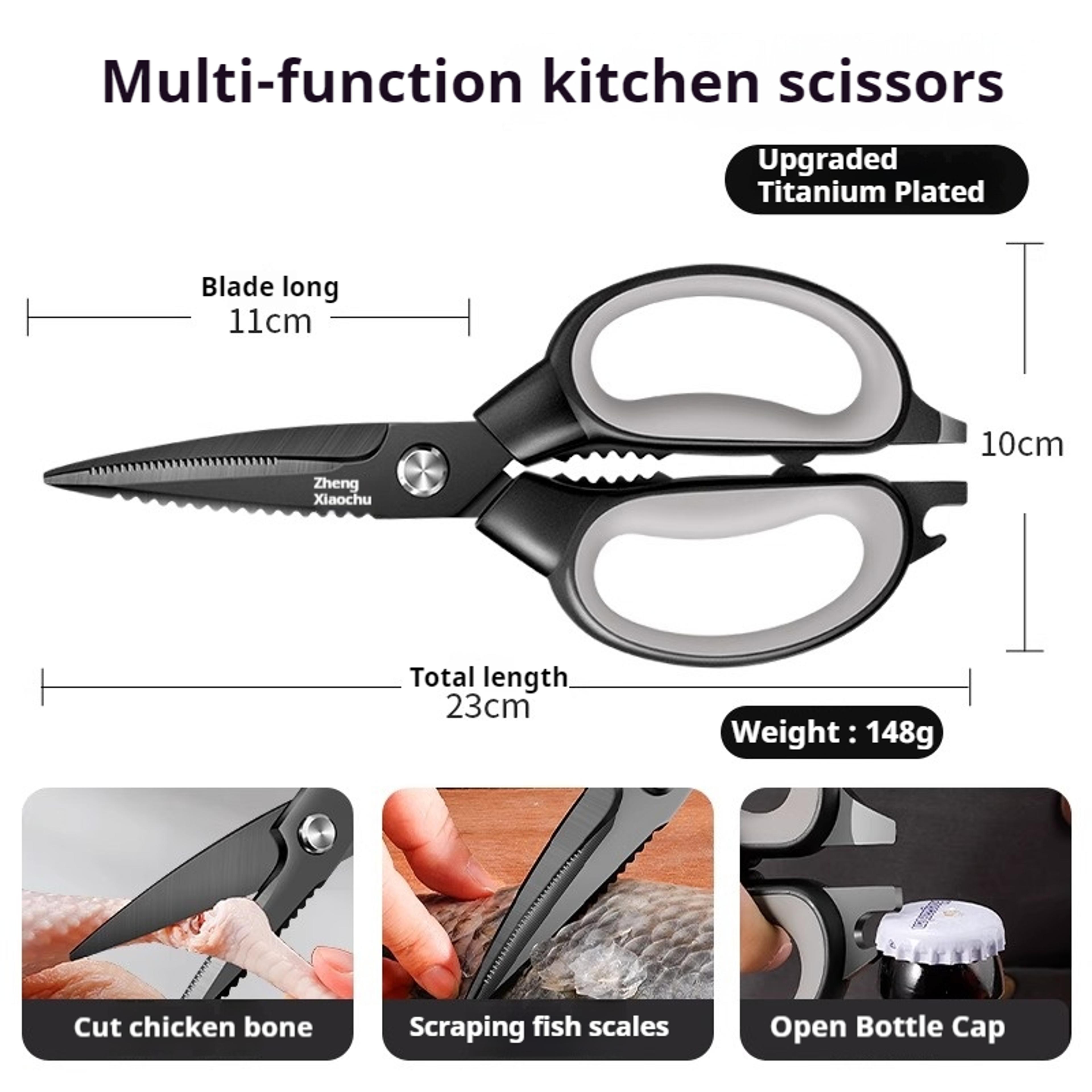 premium multifunction kitchen scissors heavy duty stainless steel kitchen shears for meat, fish & bone