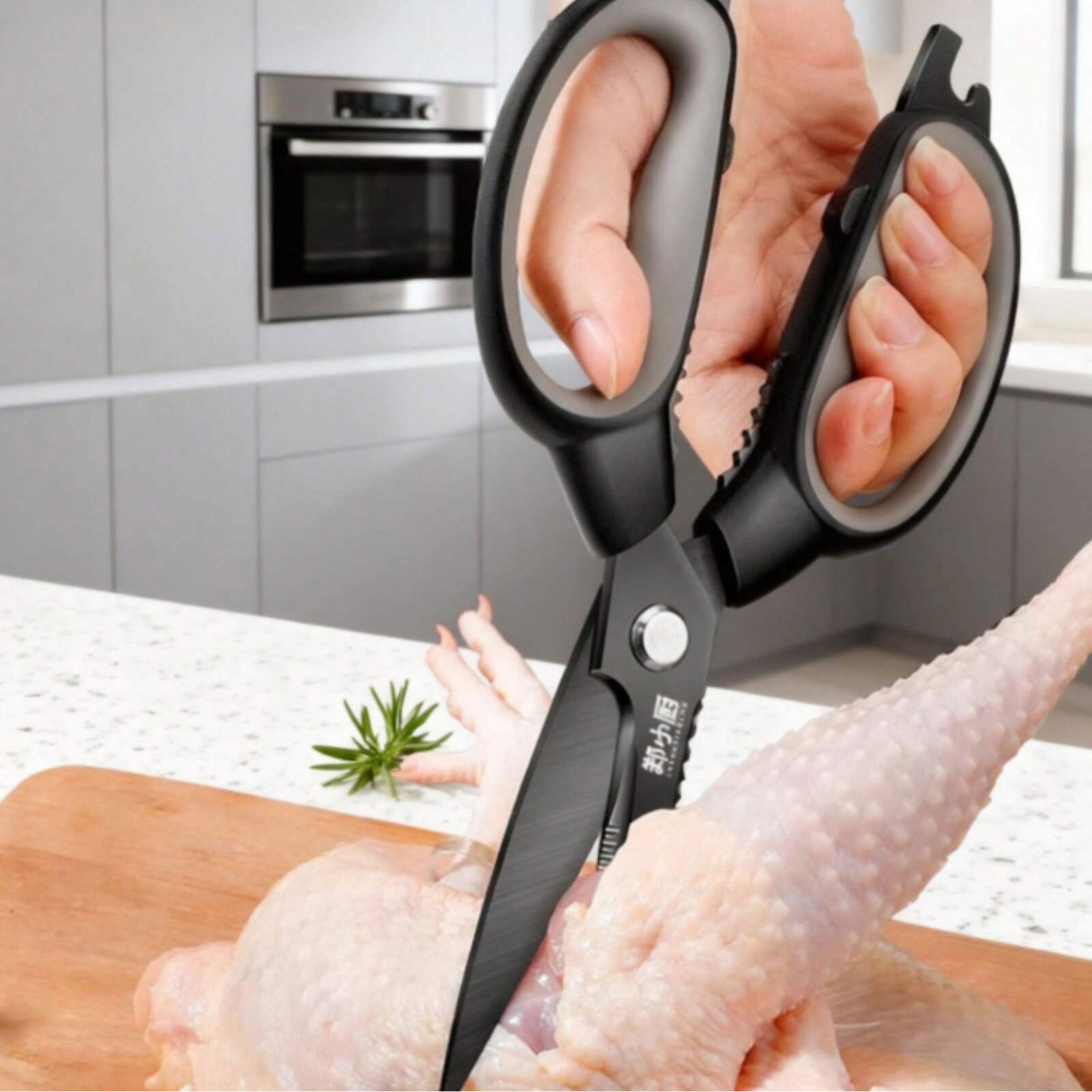 titanium heavy duty kitchen shears for poultry & meat professional bone cutting scissors