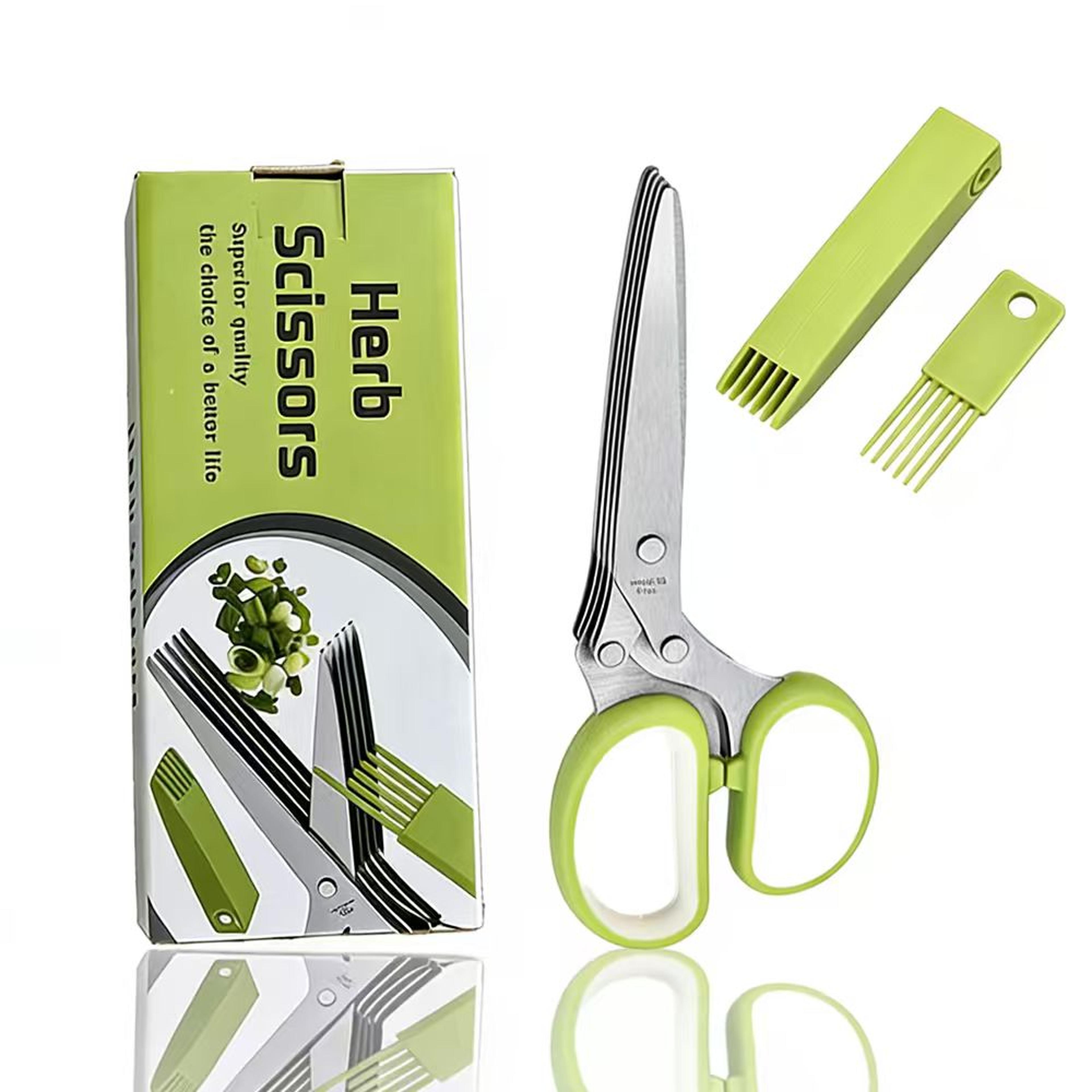 professional stainless steel herb & vegetable cutter multi blade kitchen scissors for herbs, scallions & green