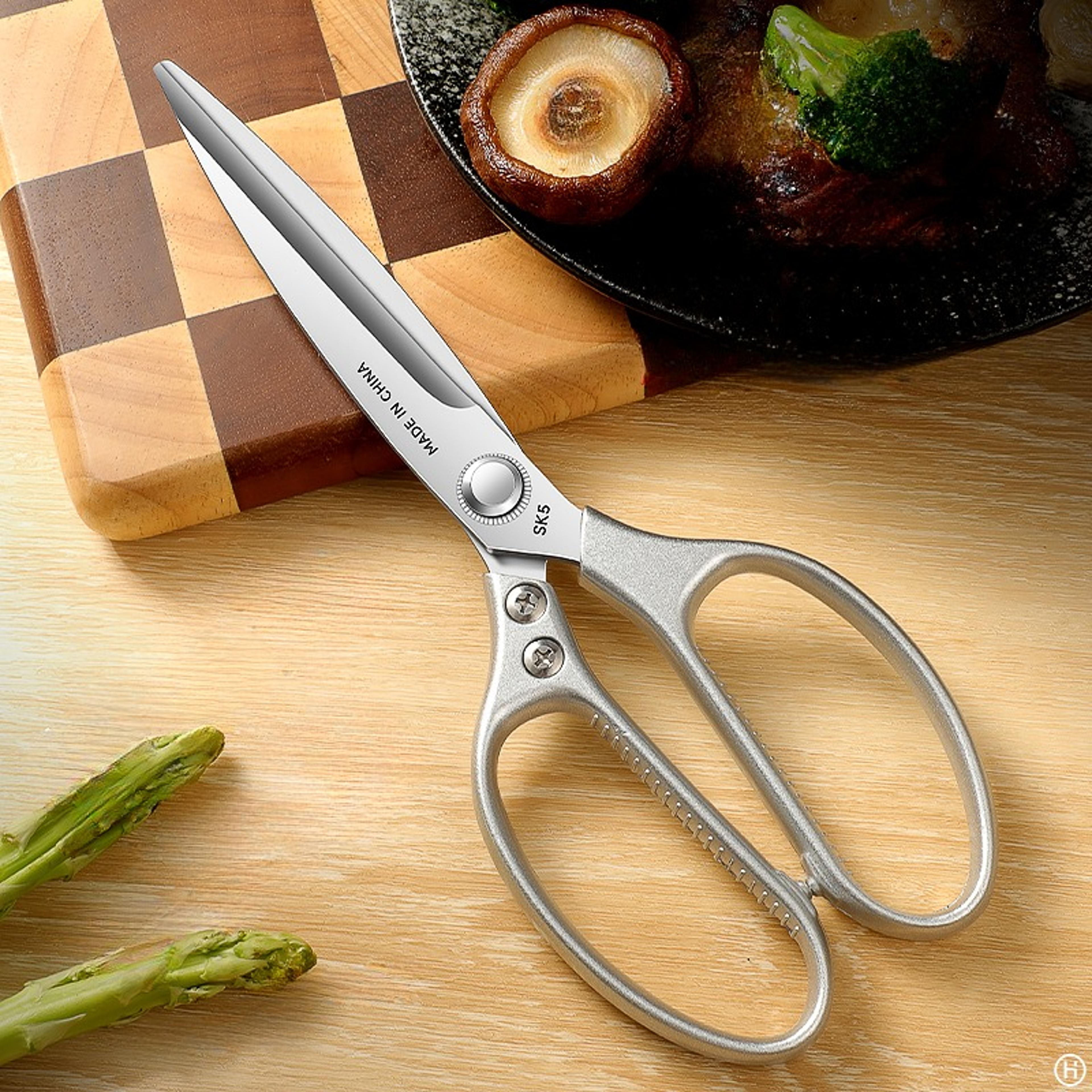 heavy duty stainless steel kitchen shears for chicken, meat, bones and bbq
