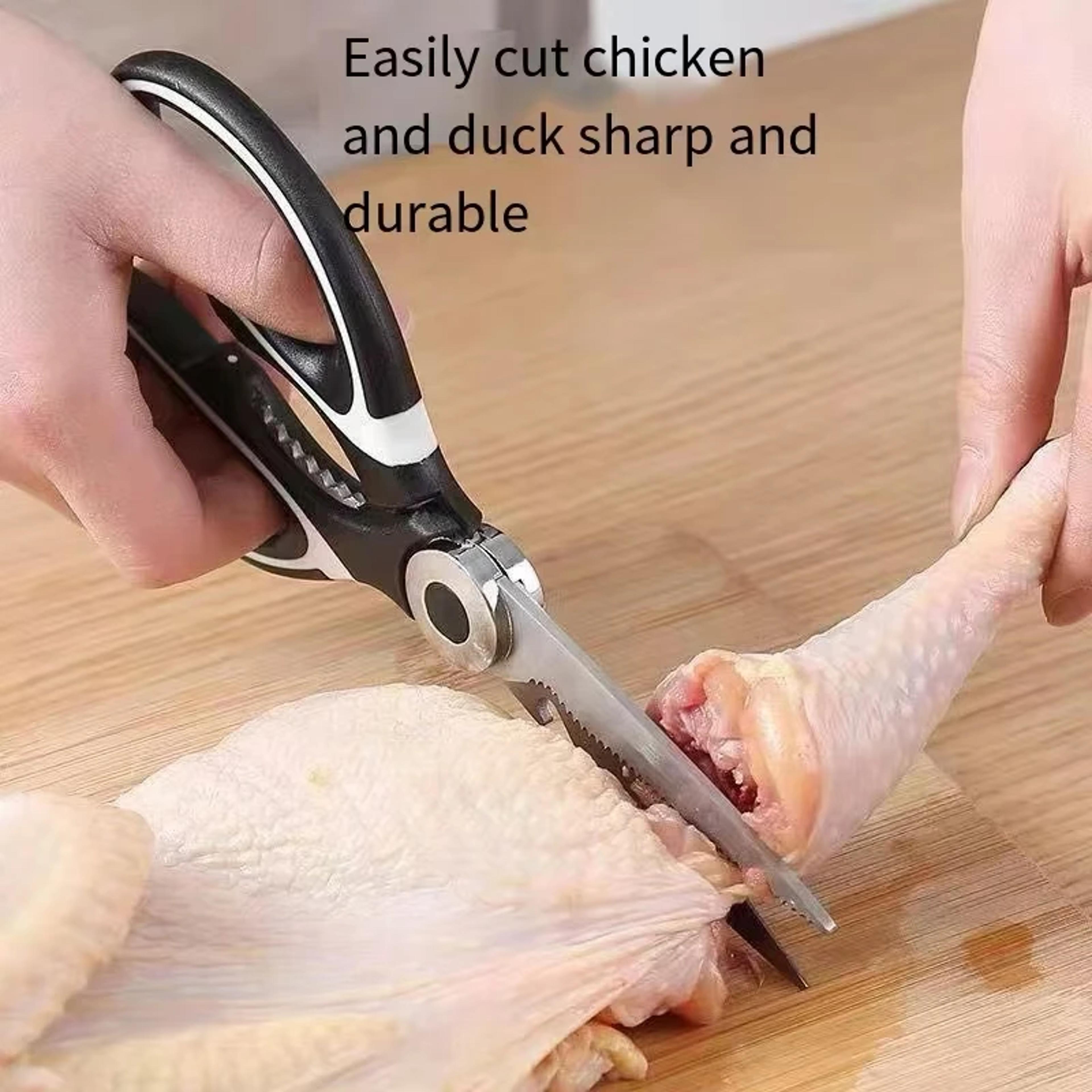 heavy duty kitchen scissors stainless steel poultry shears for fish, meat, bones and vegetables