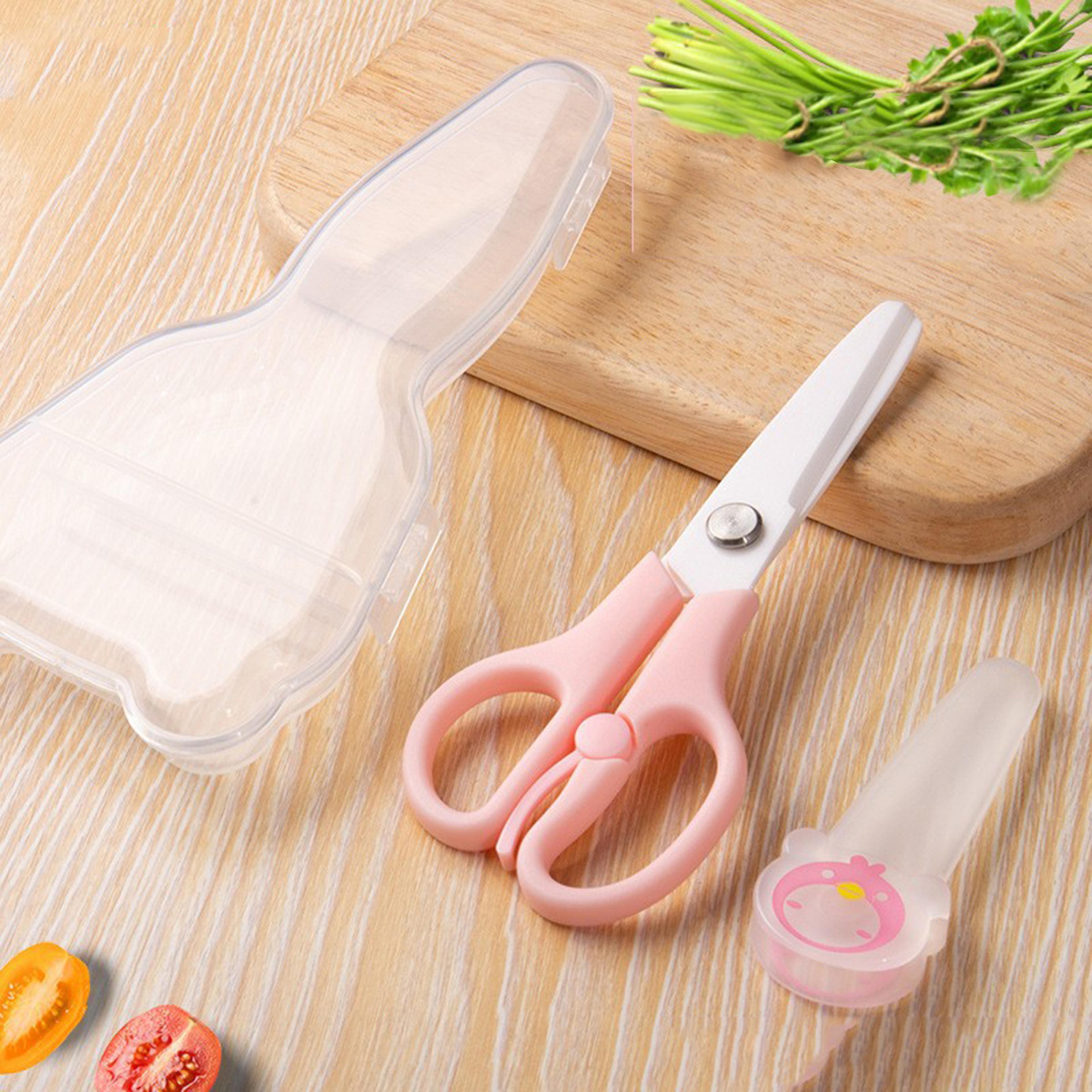 safebite ceramic baby food scissors with travel case & safety cover