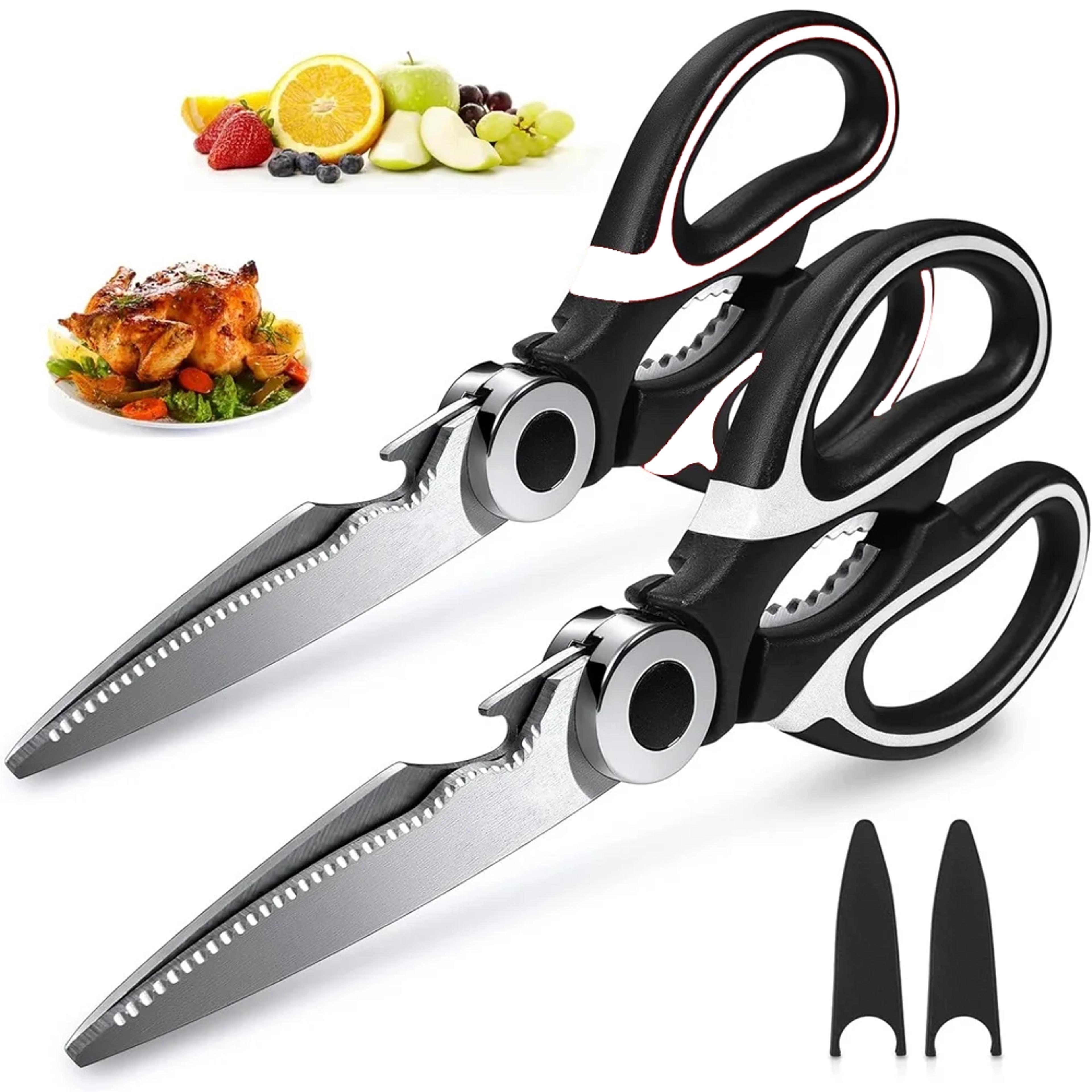 heavy duty stainless steel kitchen shears for meat, poultry & everyday food prep
