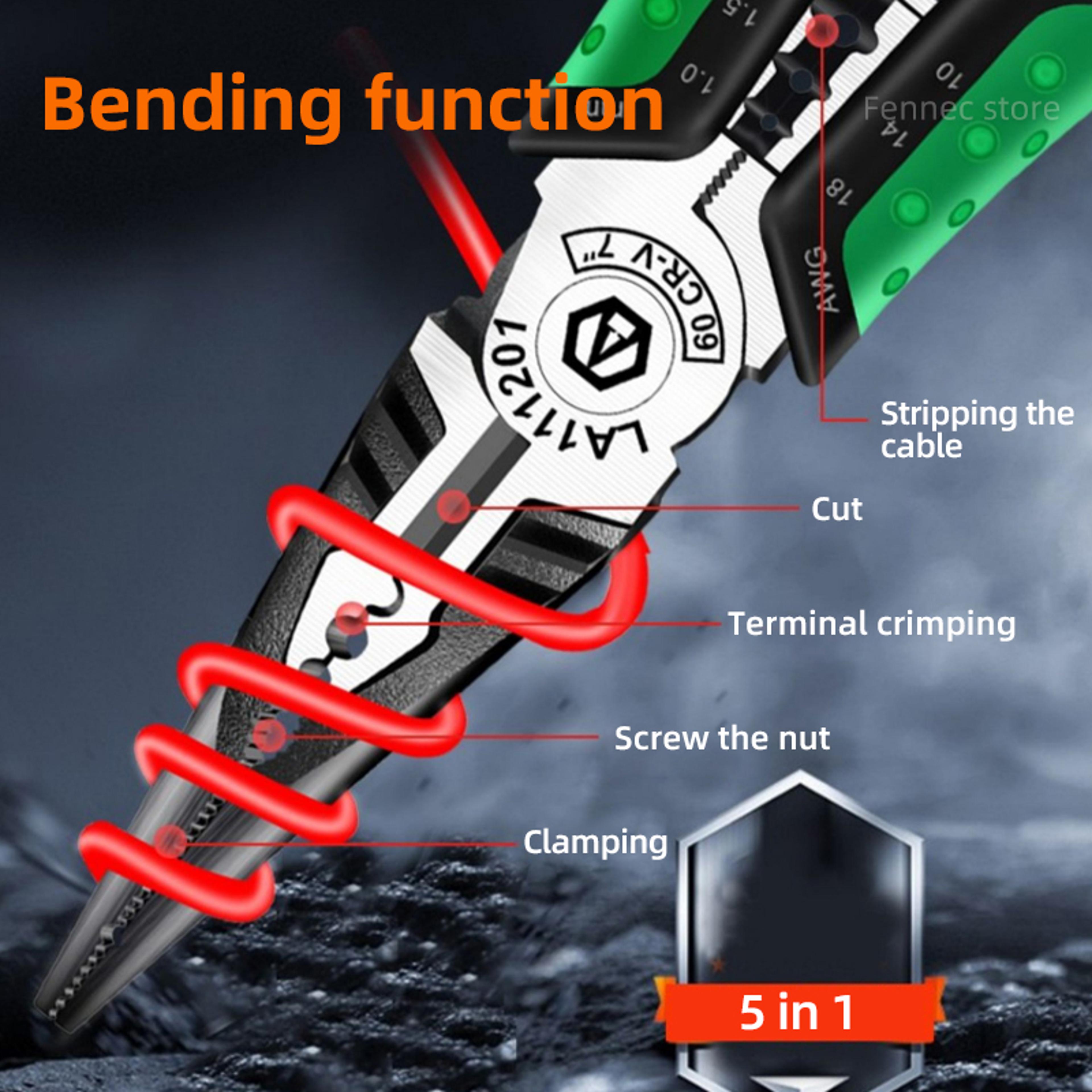 wire stripper pliers multi function cutter & long nose electrician tool