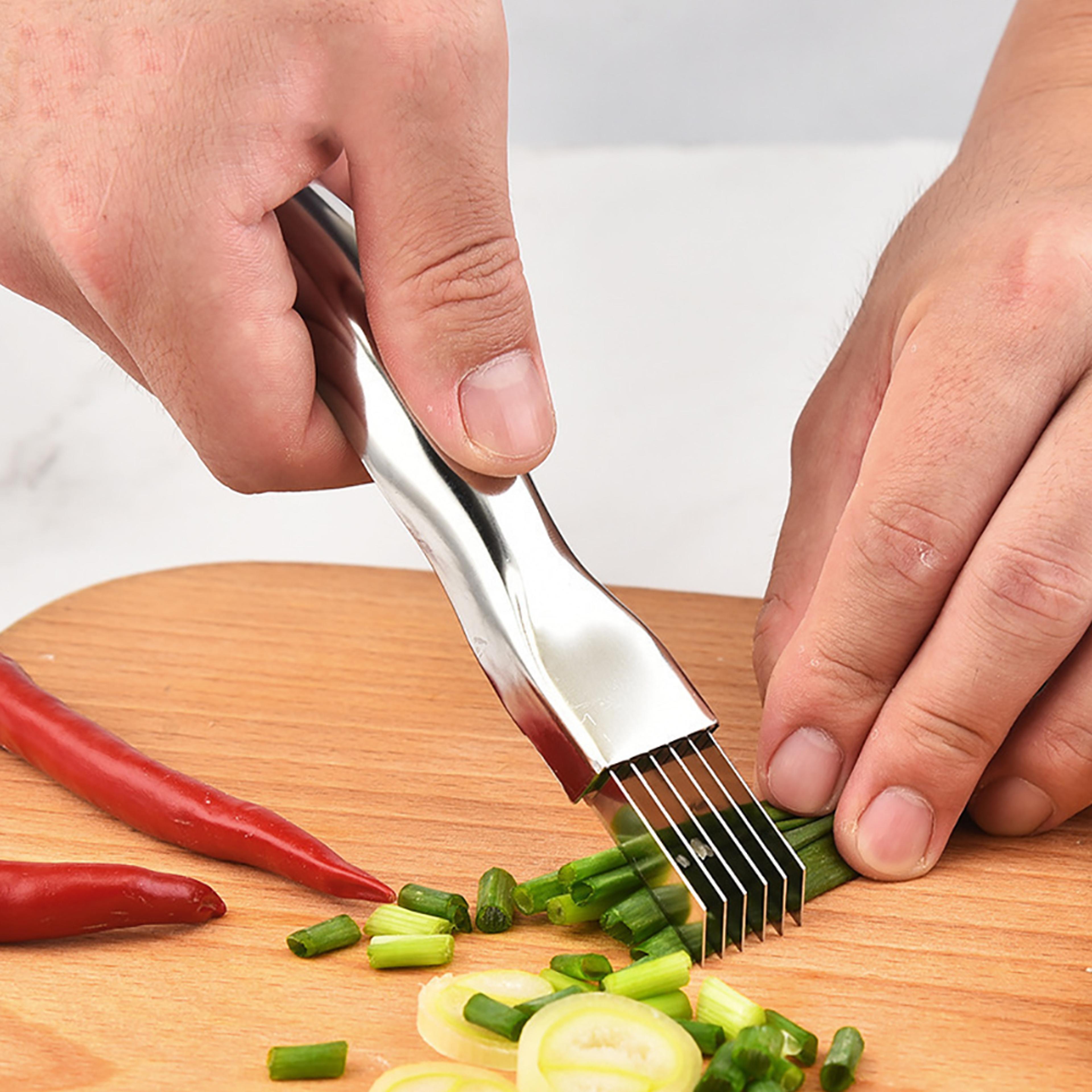 precisioncut stainless steel scallion cutter & vegetable shredder for fast kitchen prep