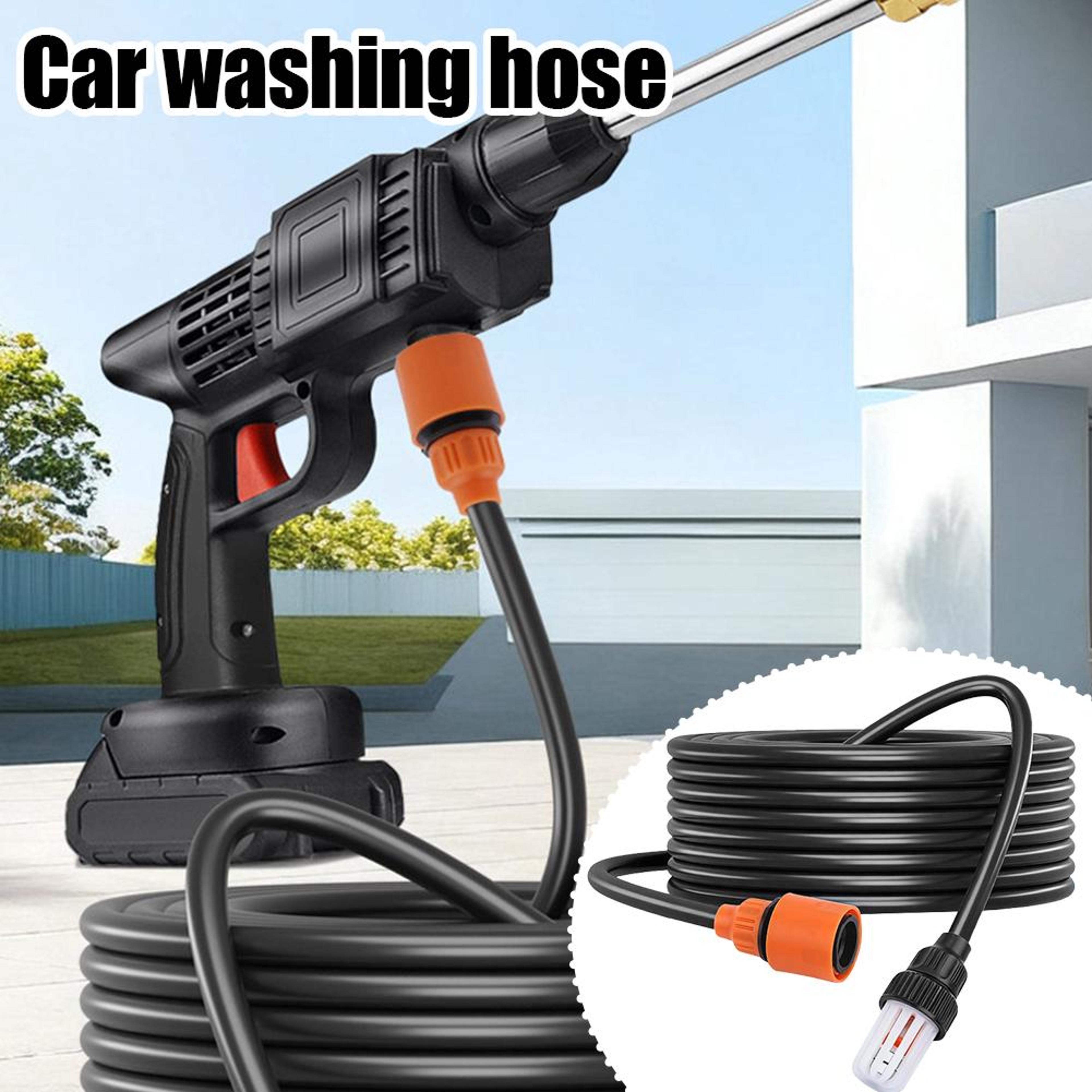 universal car wash inlet hose with filter self priming car wash hose for wireless pressure washers, antifreeze pressur