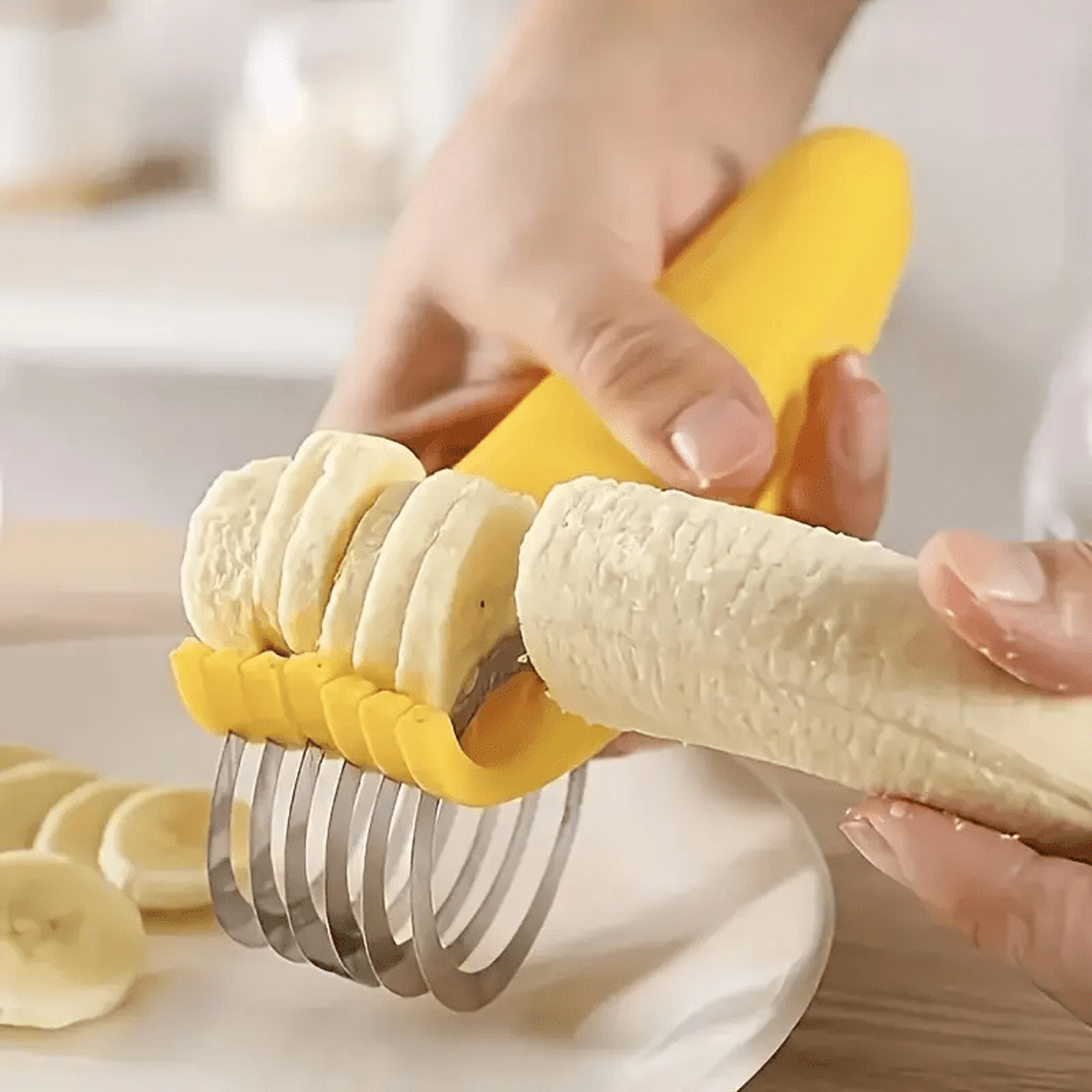 stainless steel banana & vegetable slicer easy cut kitchen slicing tool