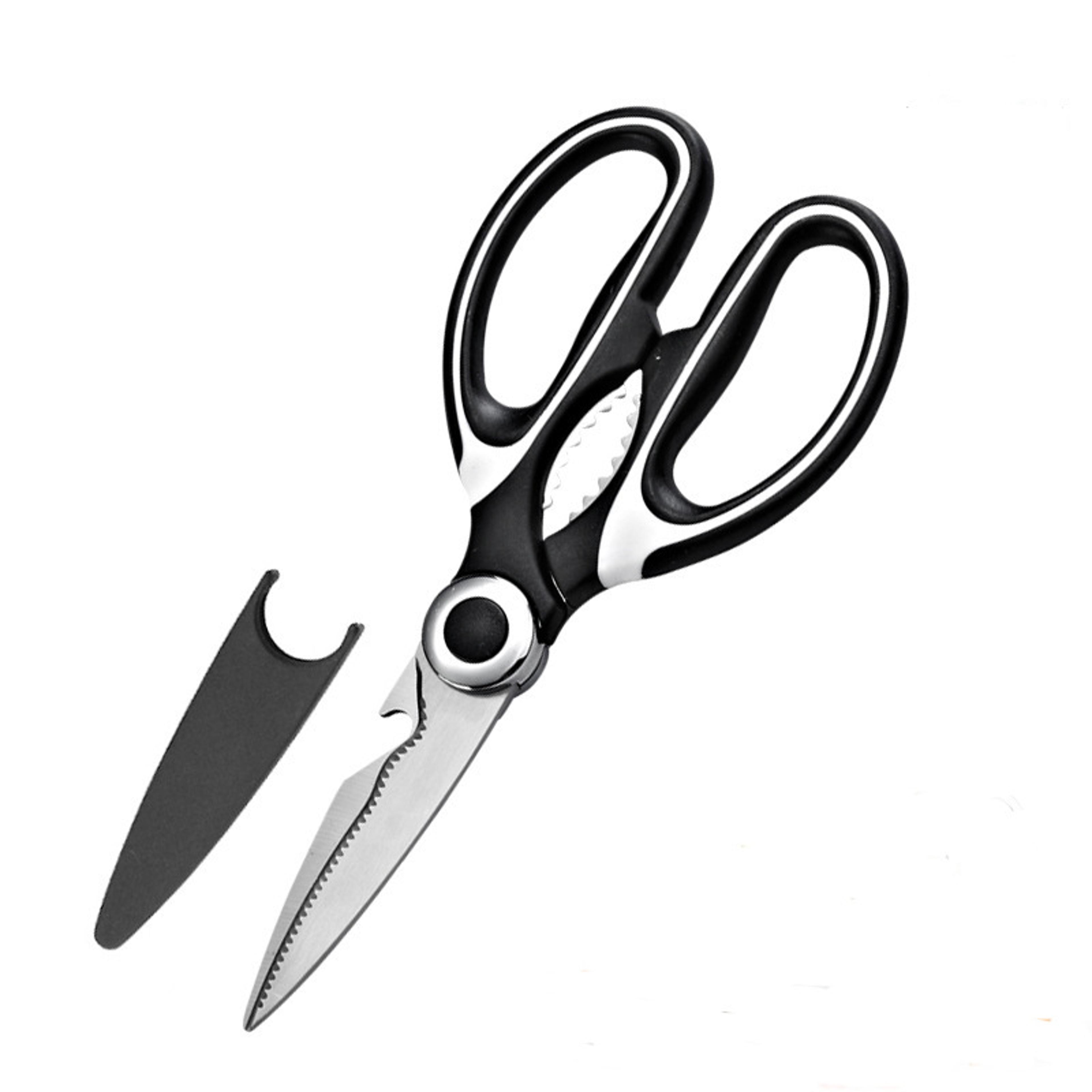 safegrip pro multifunction kitchen scissors with protective sheath for meat, fish & food prep