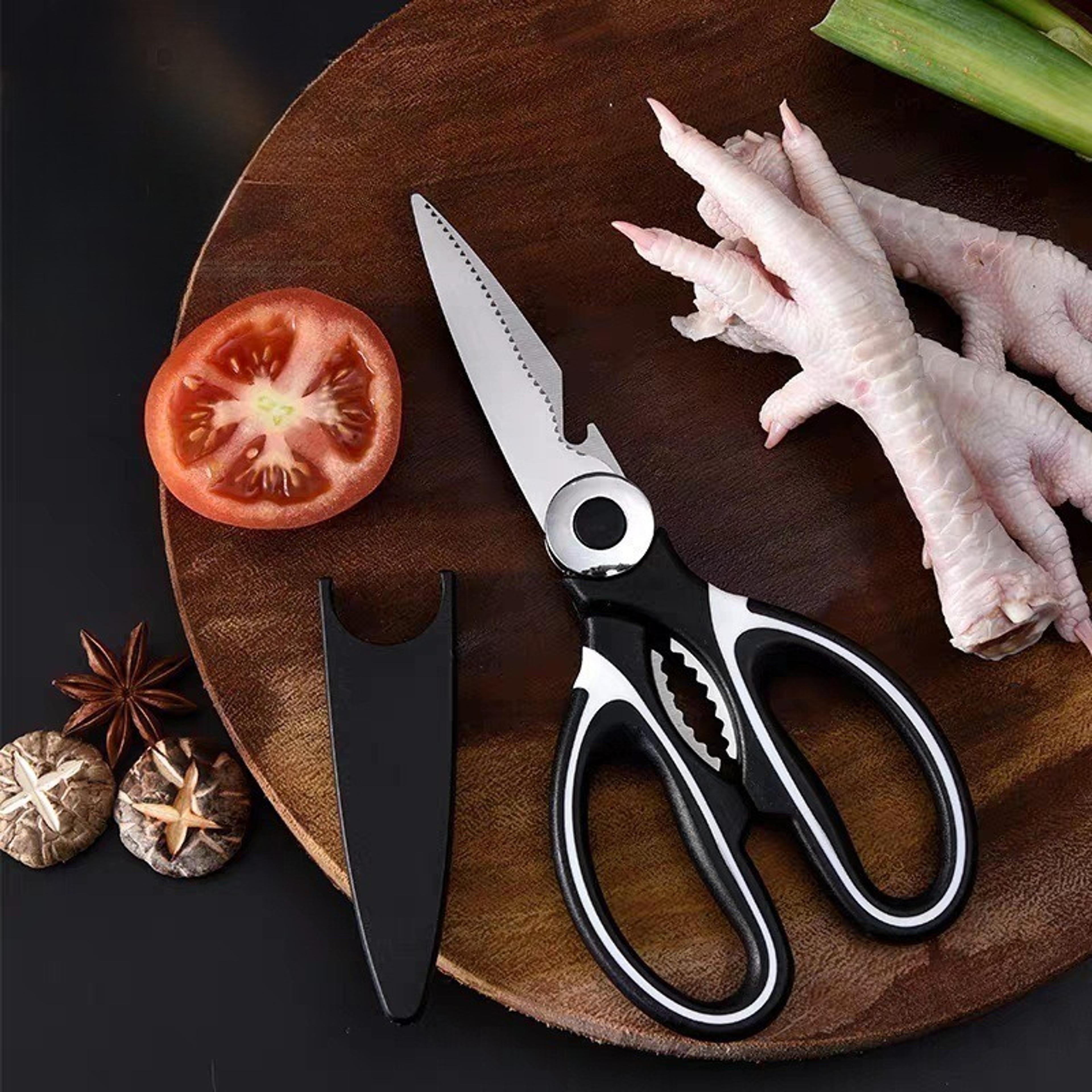premium multi purpose kitchen scissors & stainless steel shears with bottle opener and nutcracker