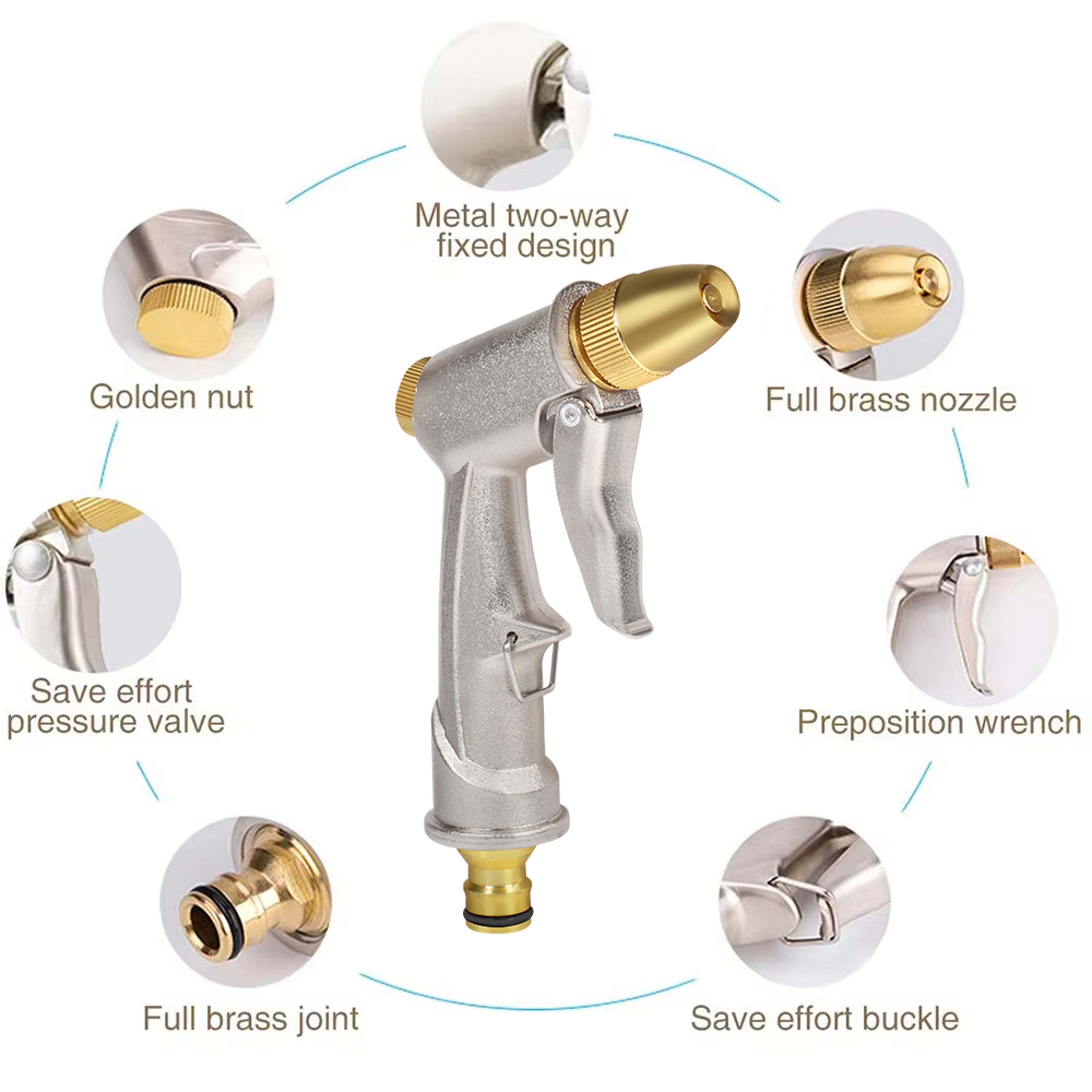 premium adjustable high pressure hose nozzle garden spray gun heavy duty metal watering & cleaning tool