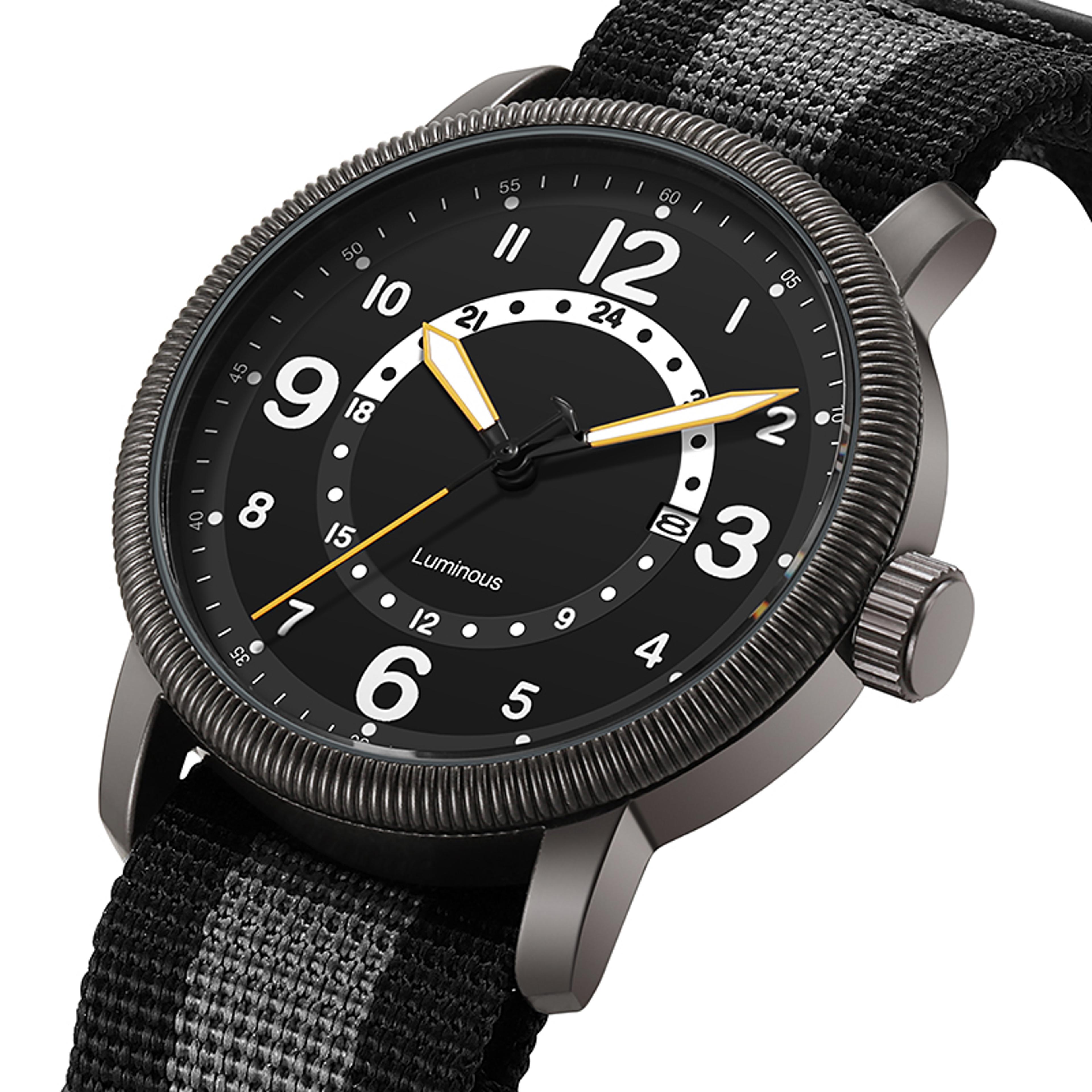 field watch luminous quartz fabric strap watch