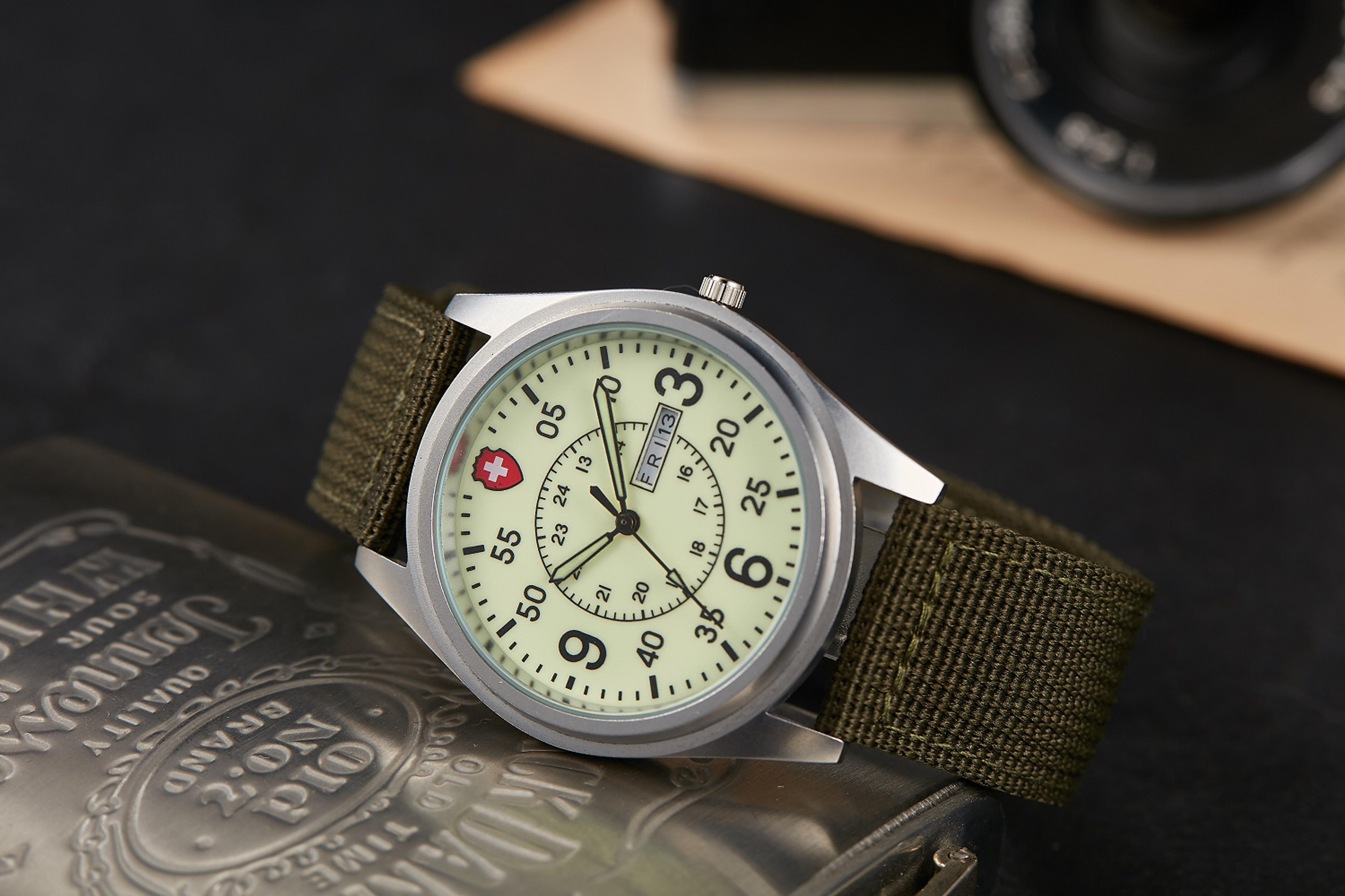 sentinel tactical field watch military quartz watch with luminous dial & waterproof nylon strap