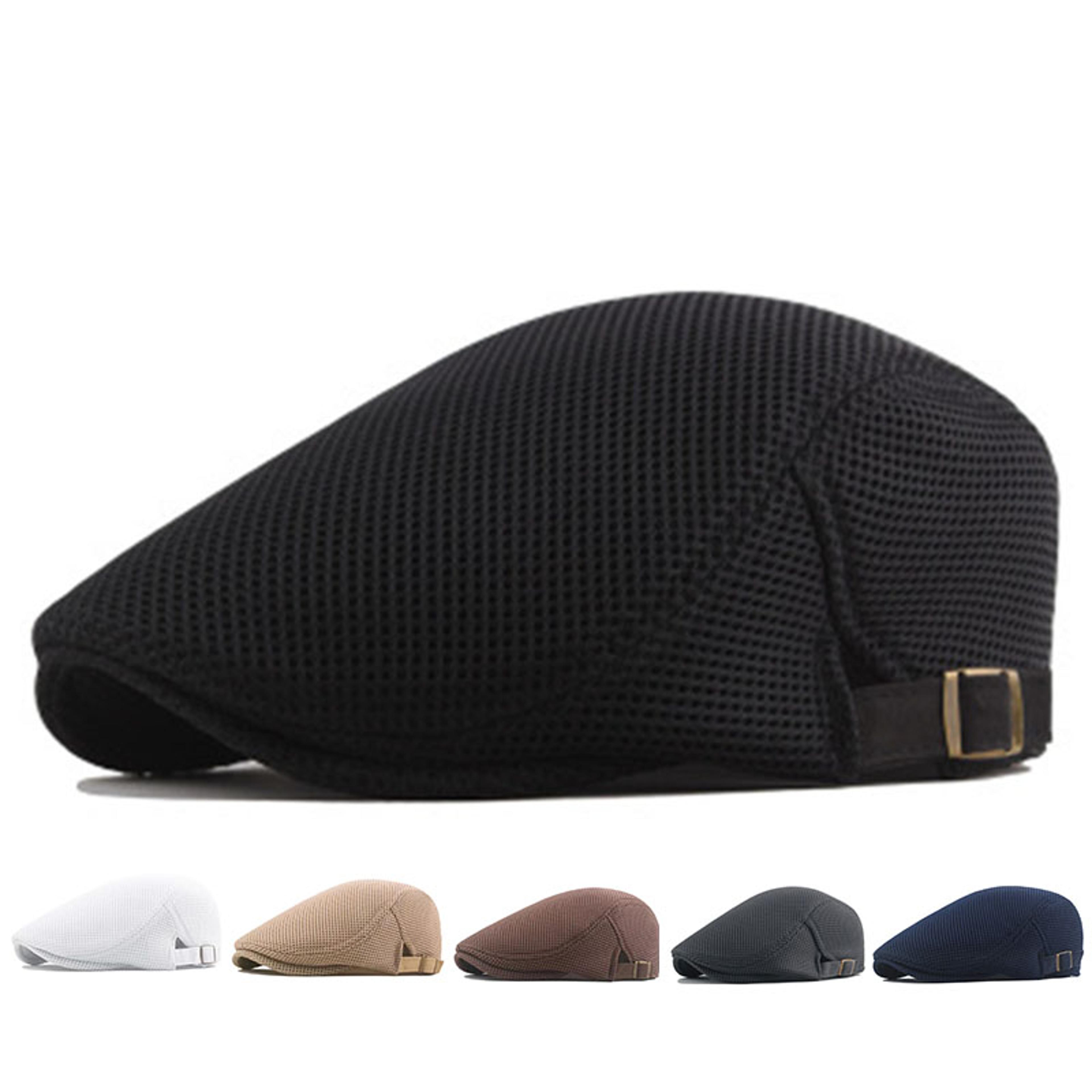 classic mens mesh newsboy cap breathable summer hat with adjustable flat cap design