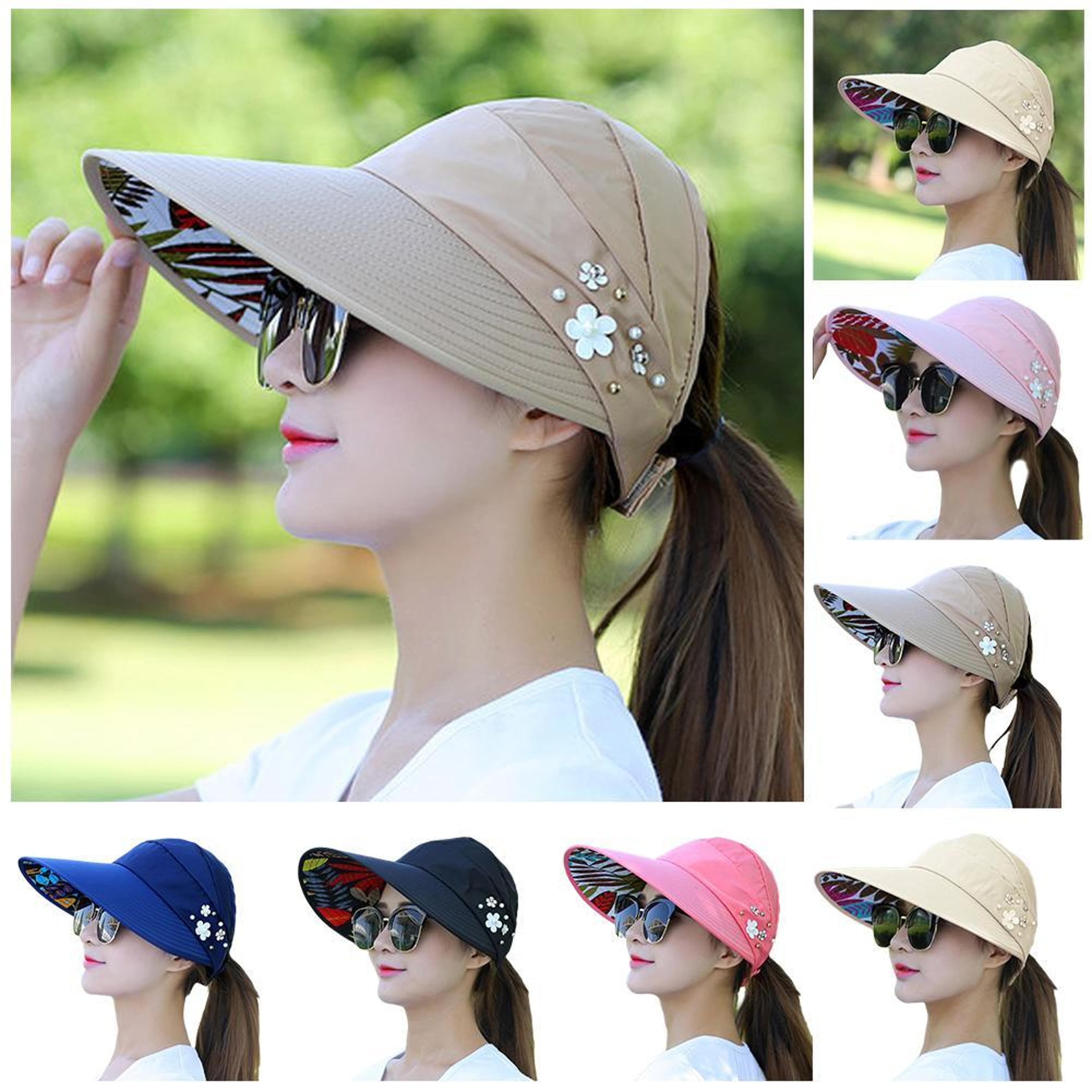 sunshield foldable wide brim sun hat for women uv protection beach & travel visor