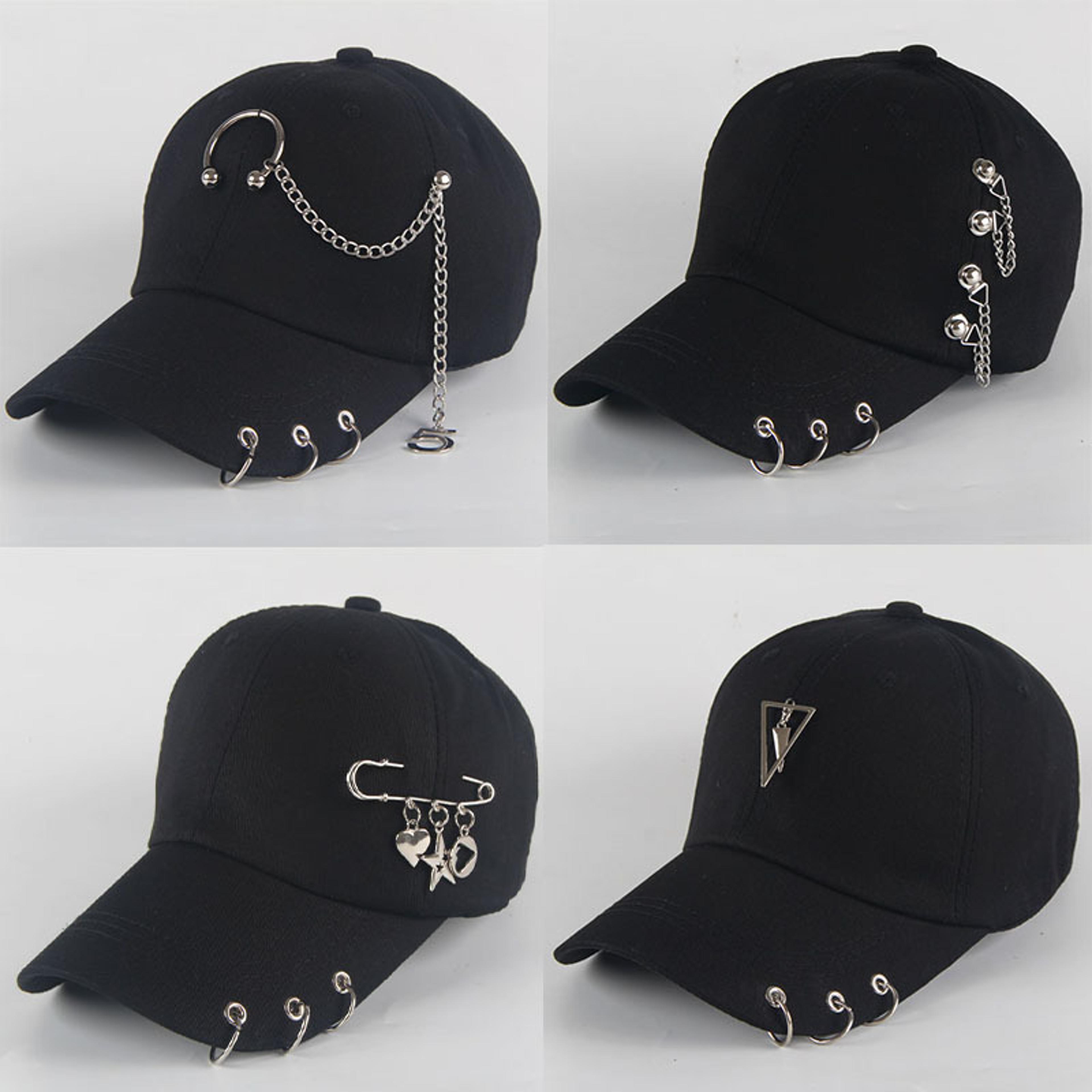 urban edge cotton punk baseball cap creative piercing ring hip hop snapback hat