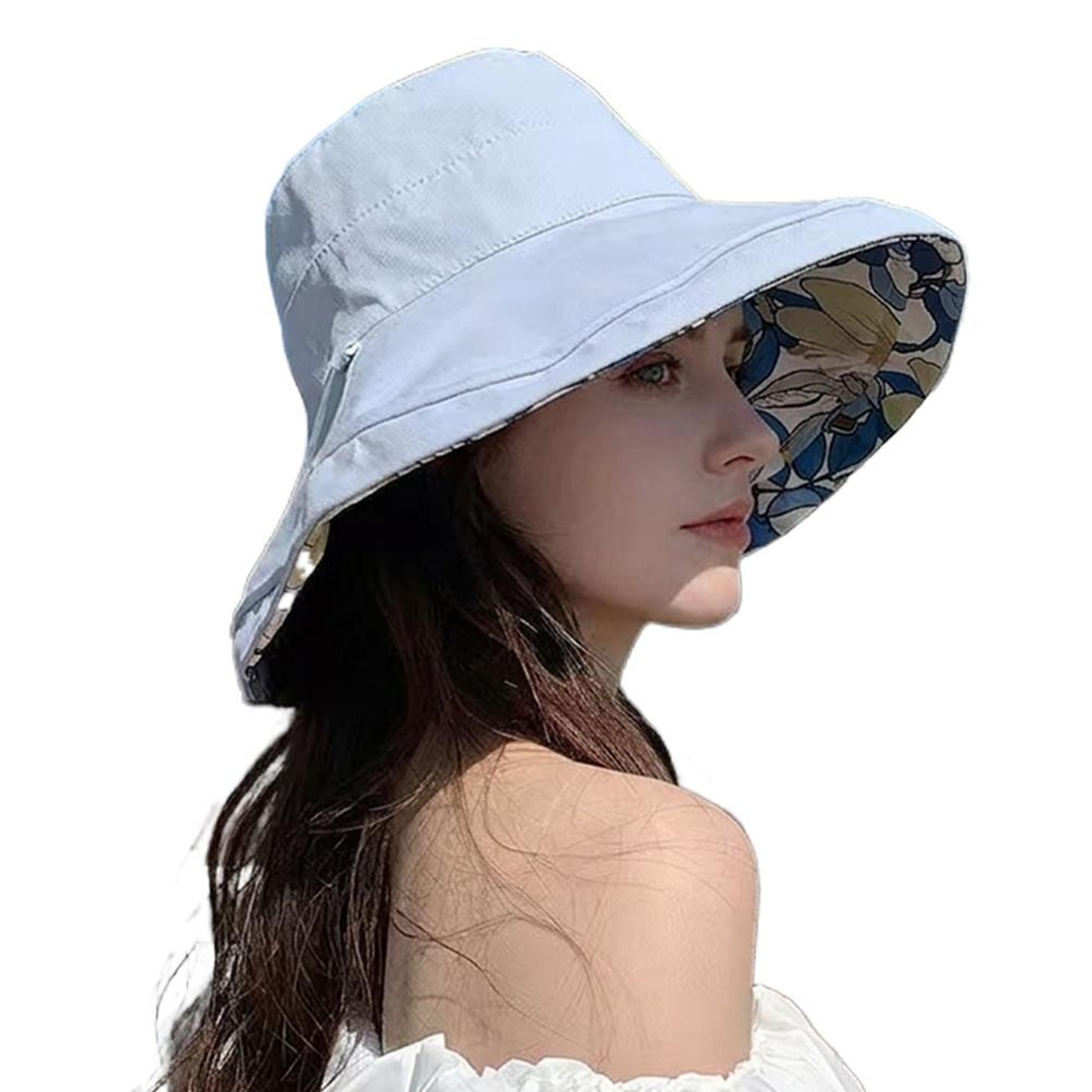 reversible wide brim sun hat dual style sun protection bucket hat with windproof drawstring