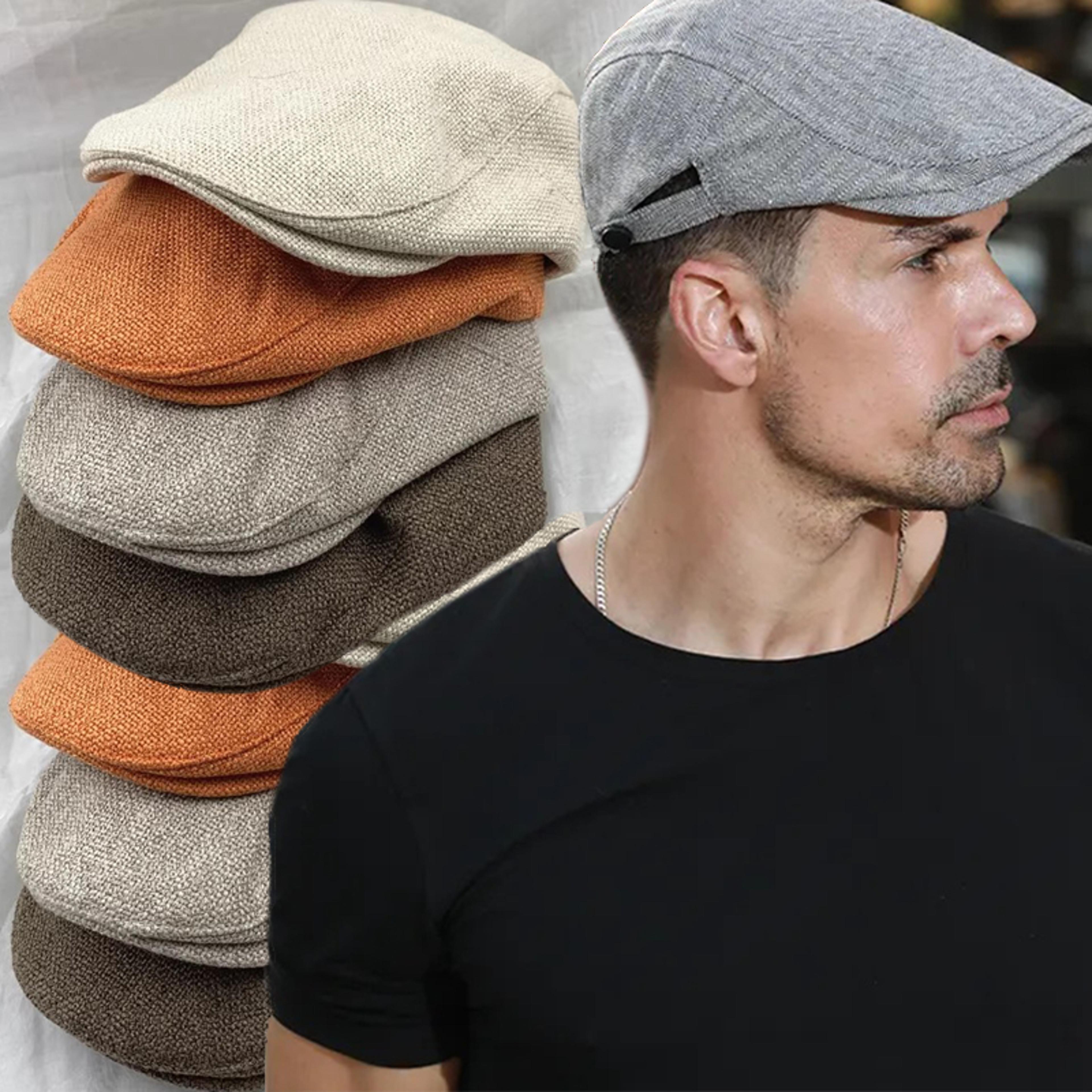 vintage england style breathable cotton linen flat cap classic retro summer beret hat