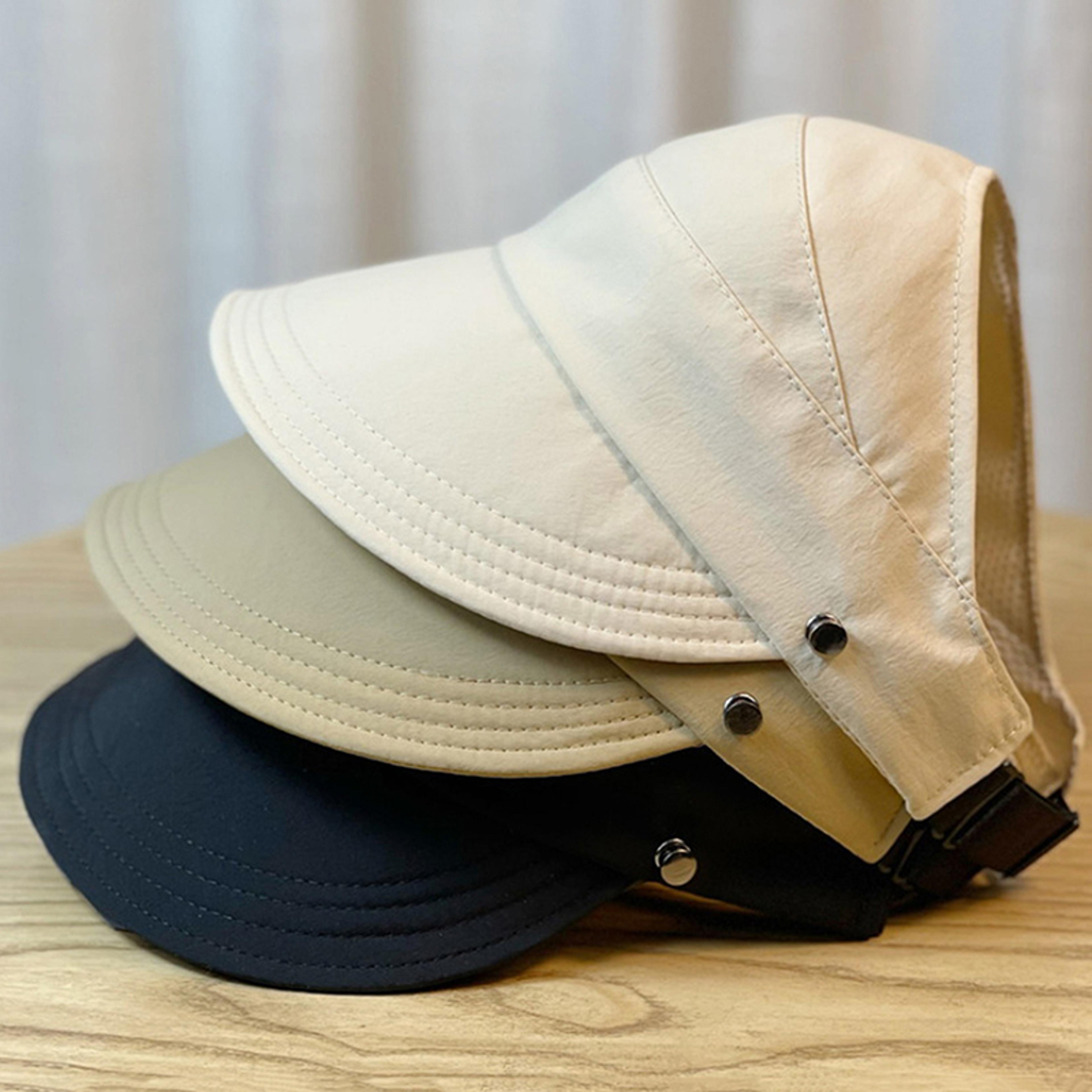 sunshield ponytail wide brim sun hat for women foldable uv protection hat for beach & travel