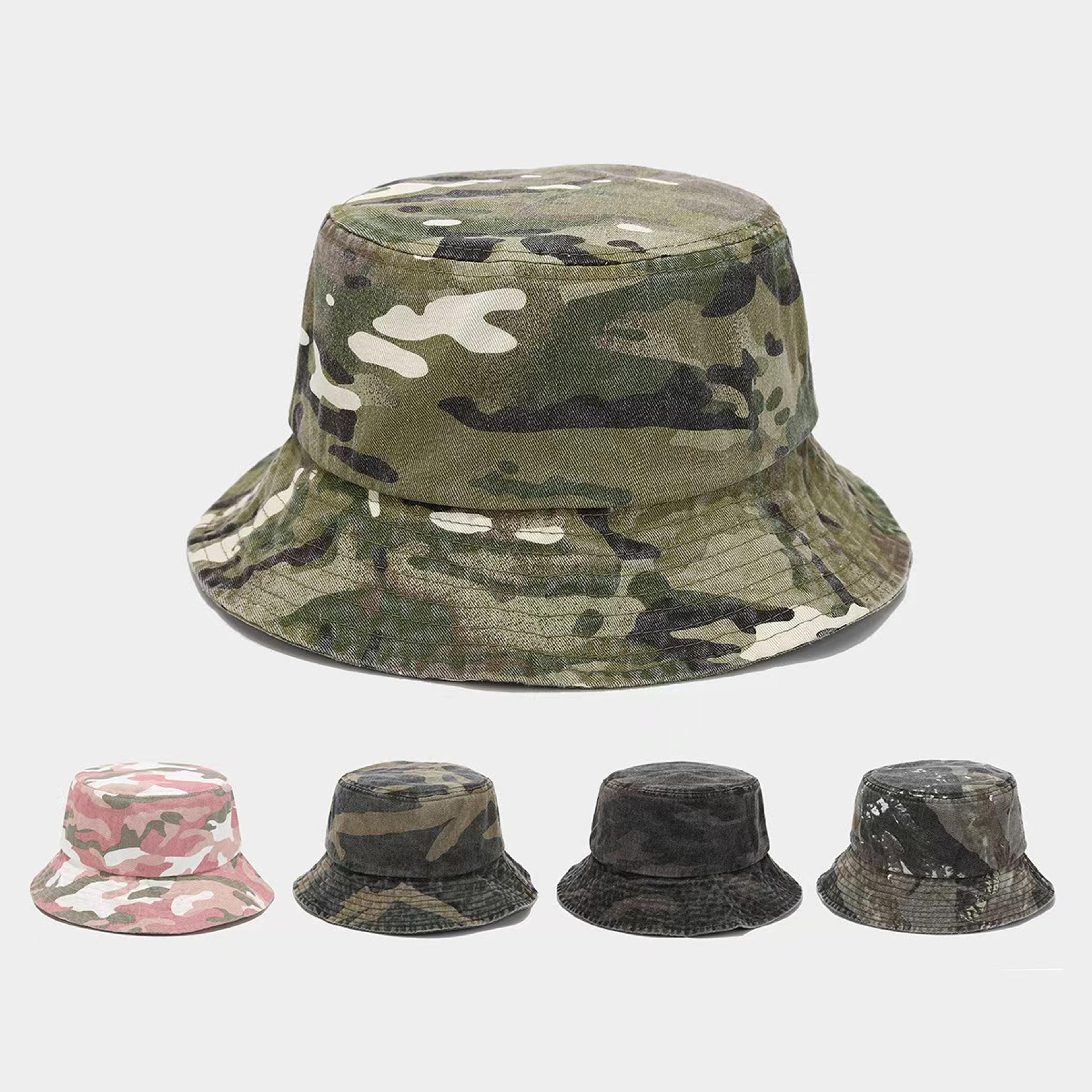 vintage washed cotton camouflage bucket hat unisex outdoor sun hat for travel, fishing & everyday wear