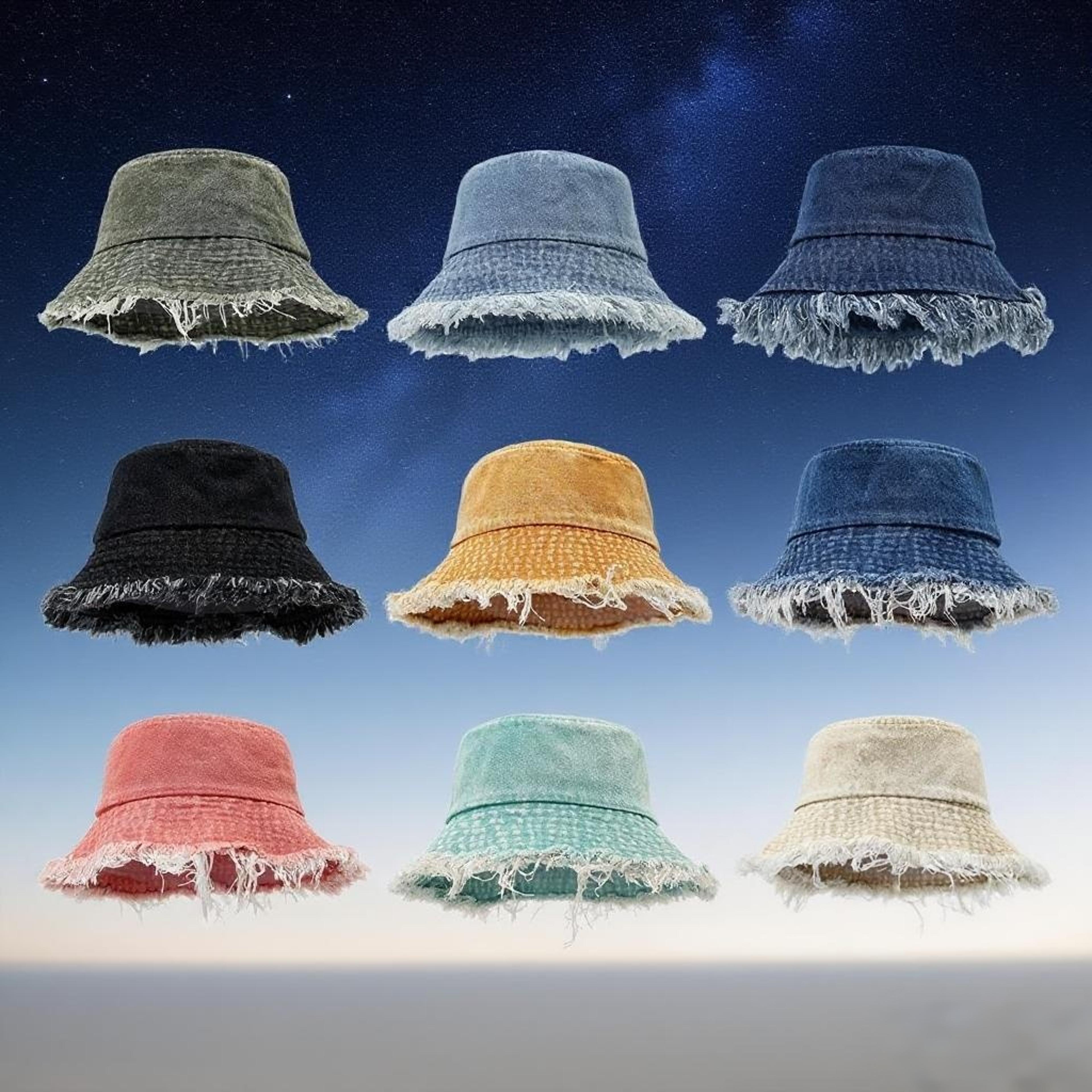 vintage washed denim bucket hat unisex denim bucket hat for sun protection & casual style