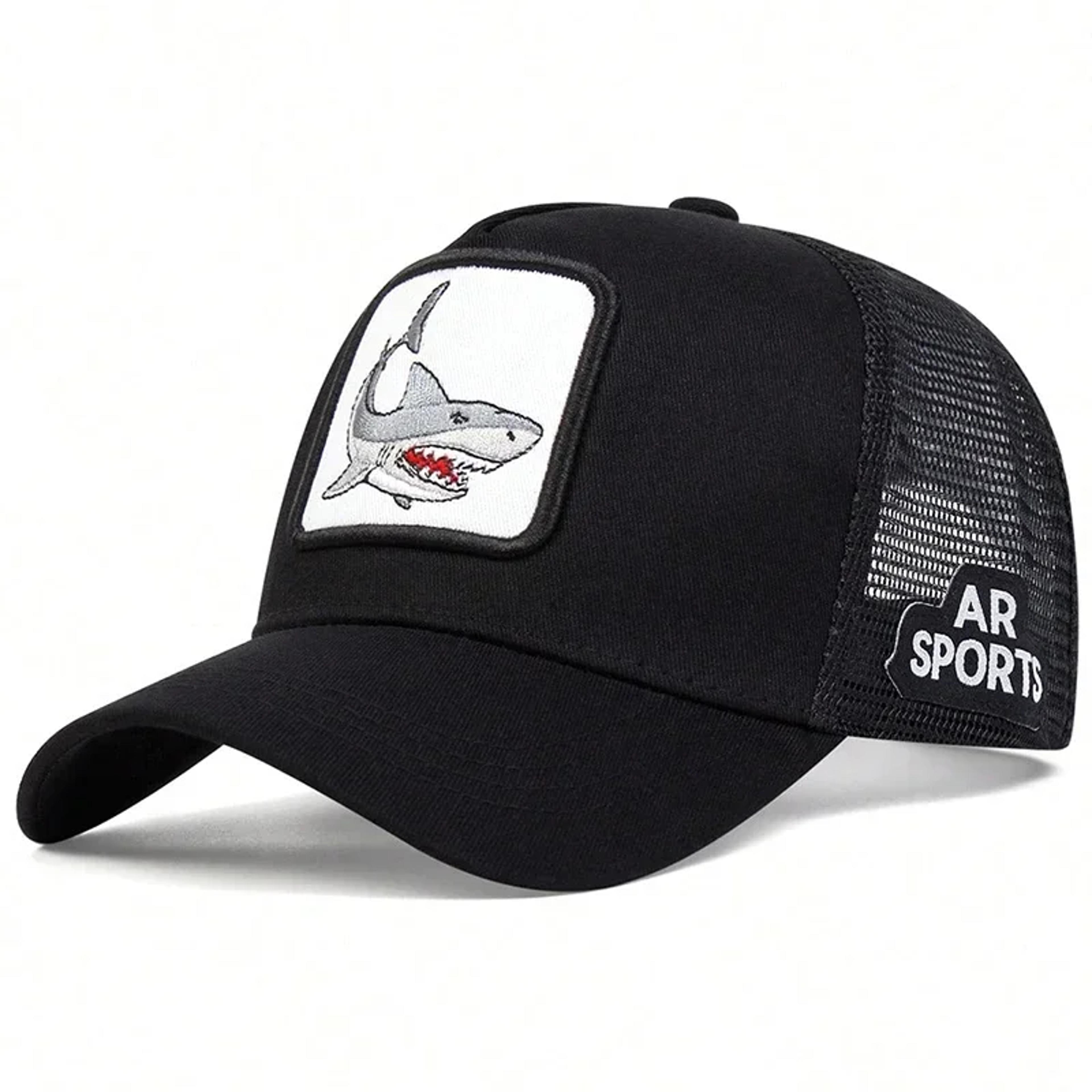 shark patch trucker hat breathable mesh baseball cap with adjustable summer fit