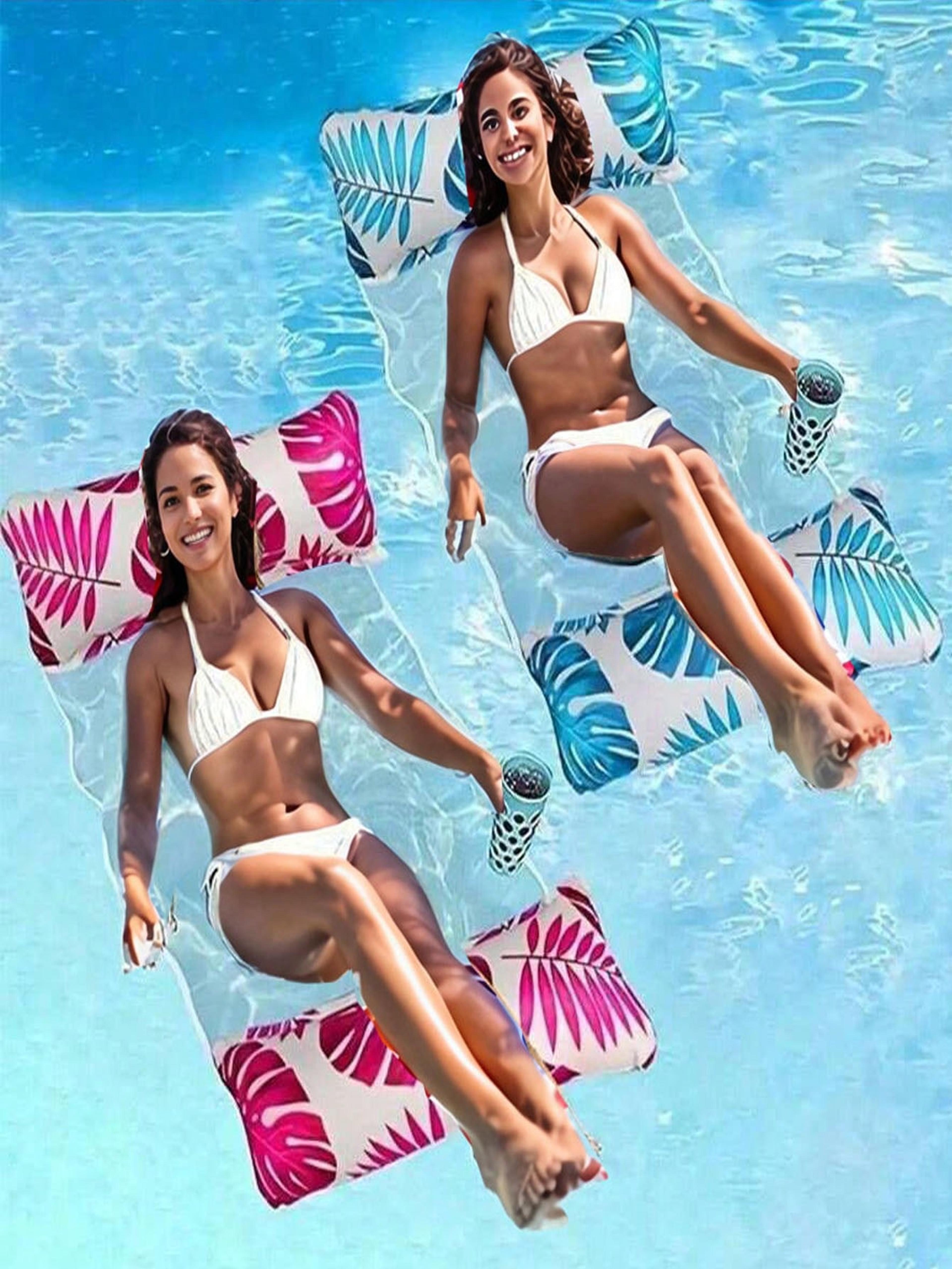 inflatable foldable water hammock pool lounger floating beach air mattress chair