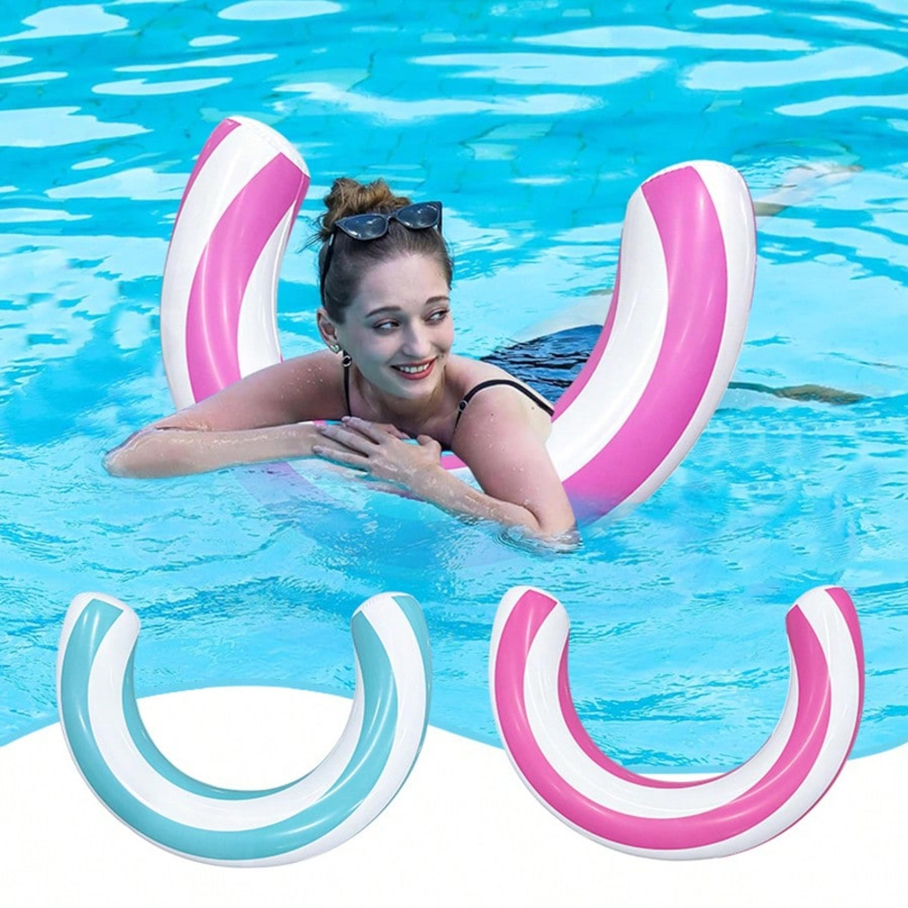 u shaped inflatable swimming ring pool float striped pvc pool lounger for summer relaxation
