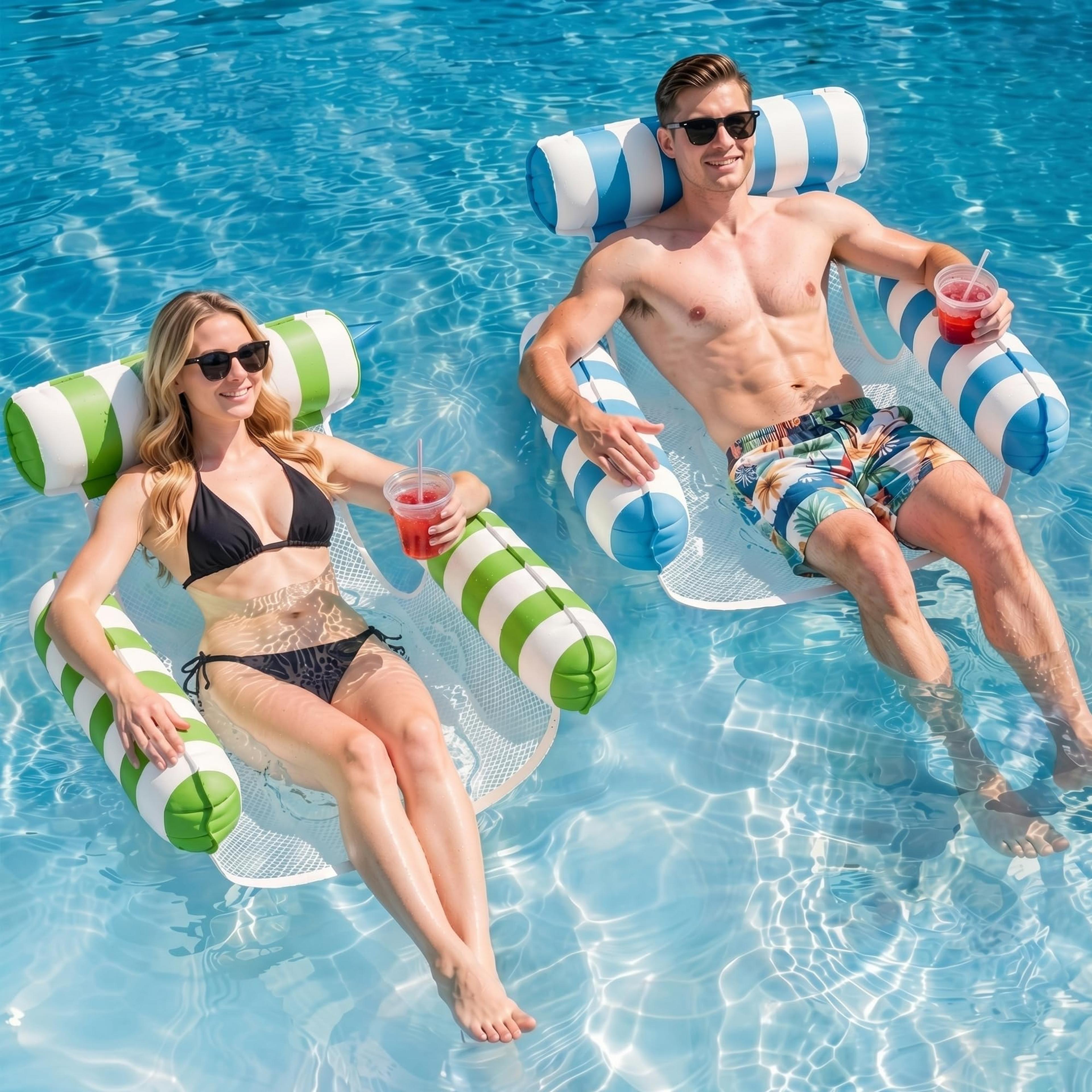 inflatable pool lounge chair floating hammock for pool and beach relaxation