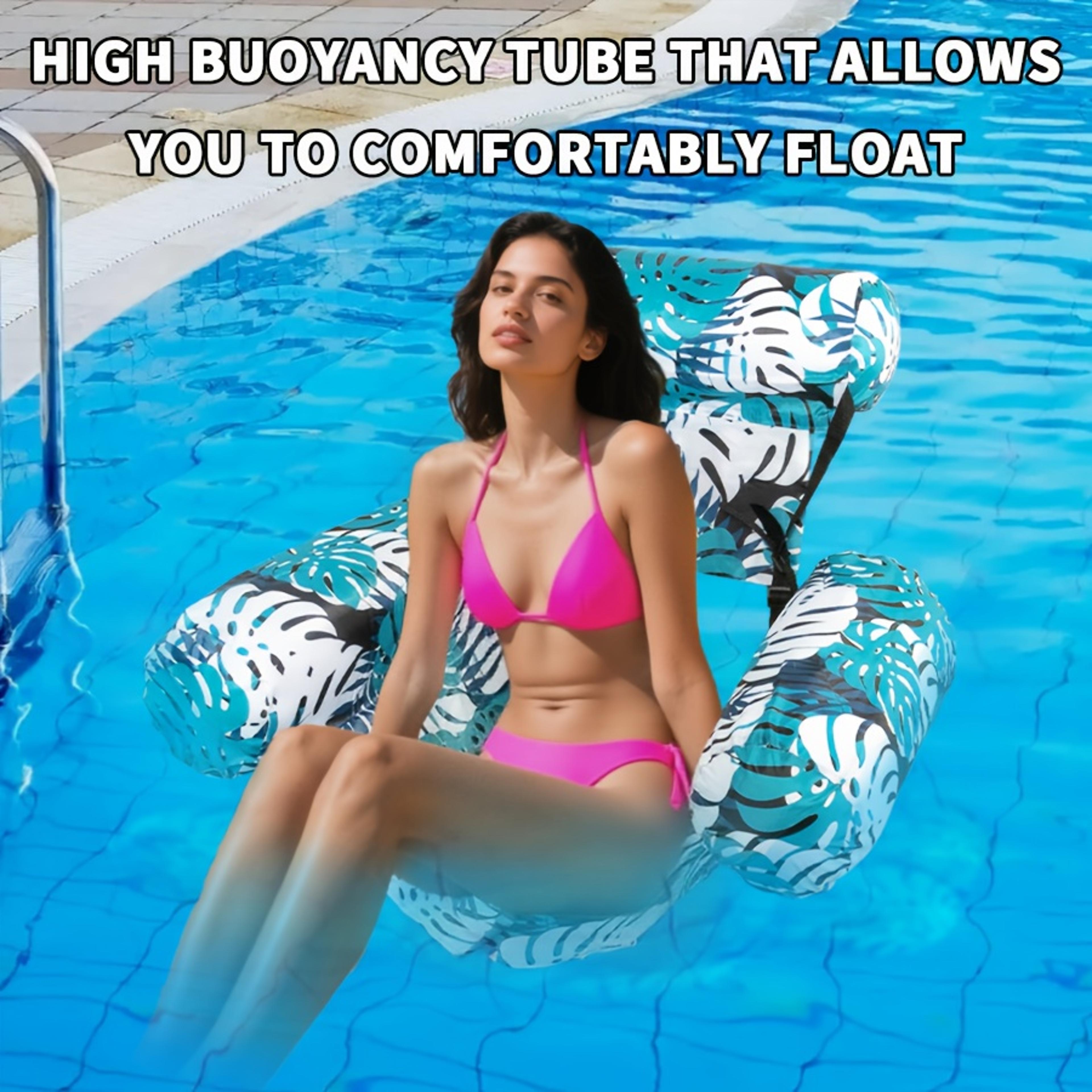 inflatable pool lounger floating recliner chair for pool, lake & beach relaxation