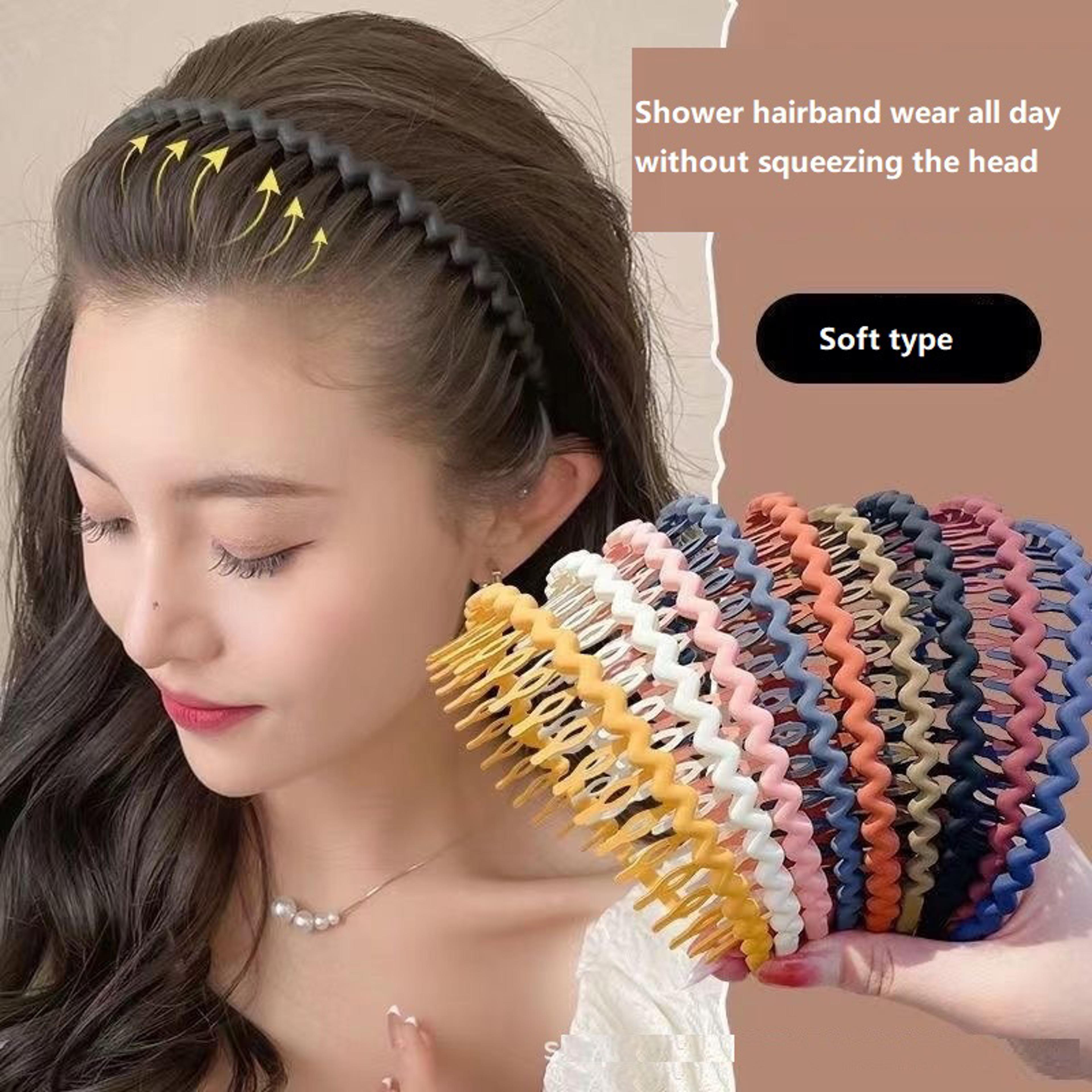 solid color wave non slip sports headband for women & girls | face wash & workout hair band