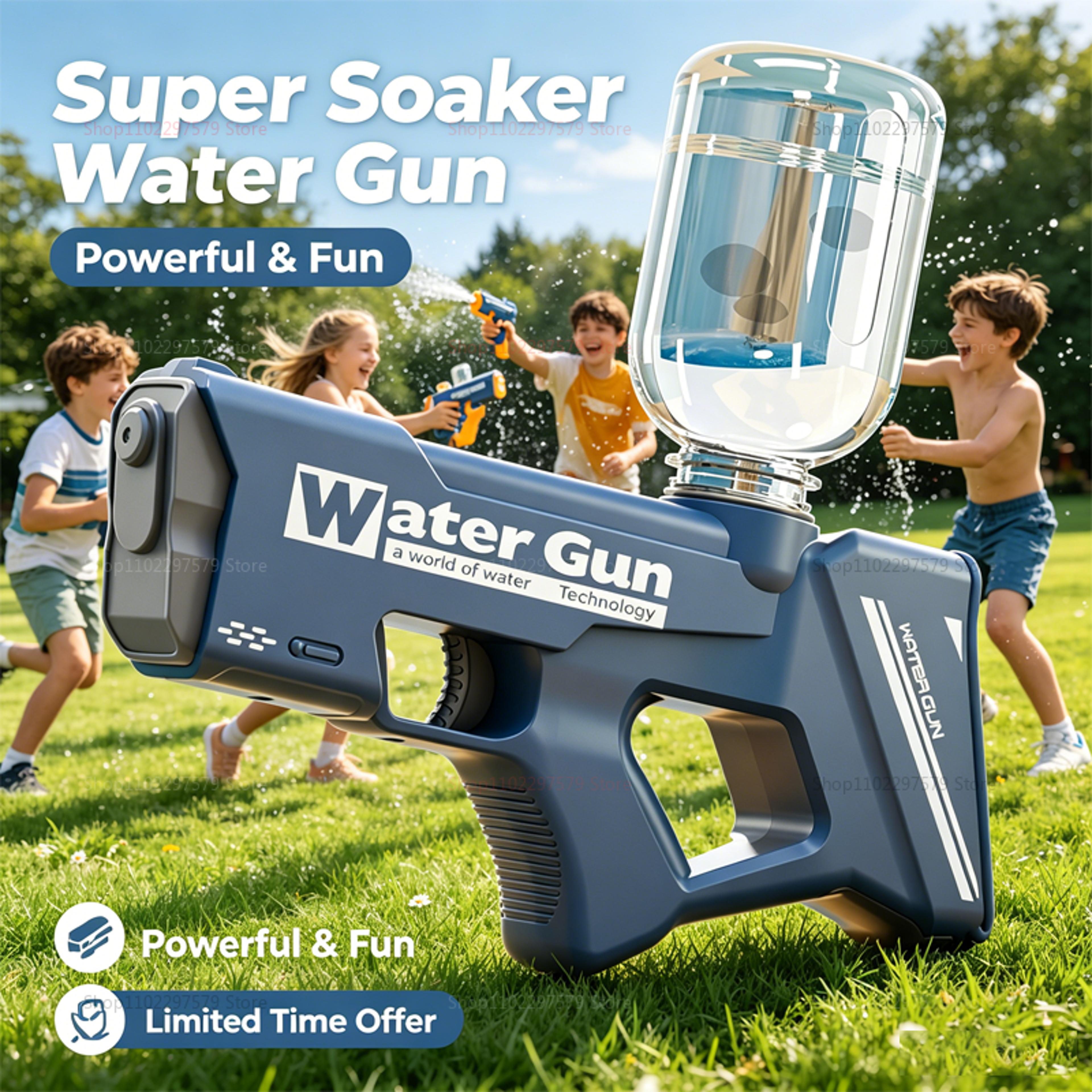 electric water gun for adults automatic high pressure water blaster, rechargeable summer outdoor toy
